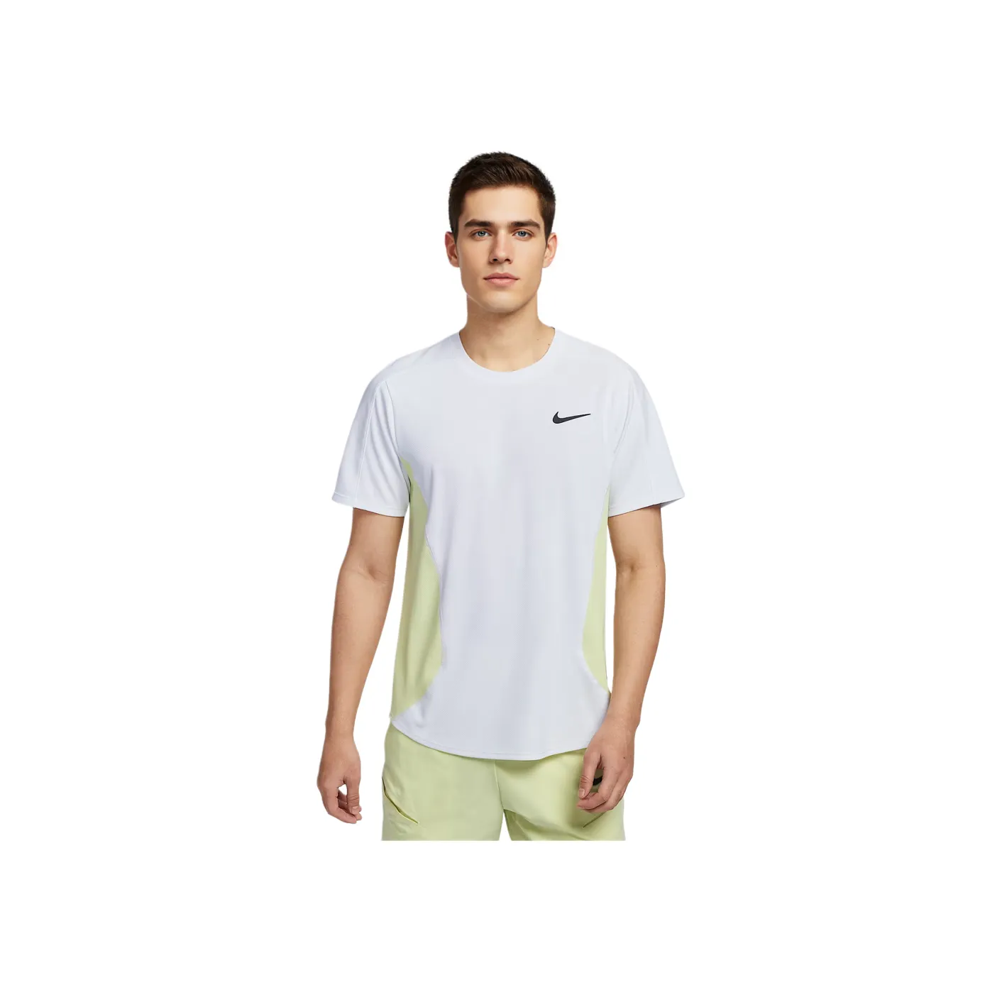 nike Court SlamDri Форма SS25 T Рубашка Мужская Белая Ярко-зеленая Средне-серая