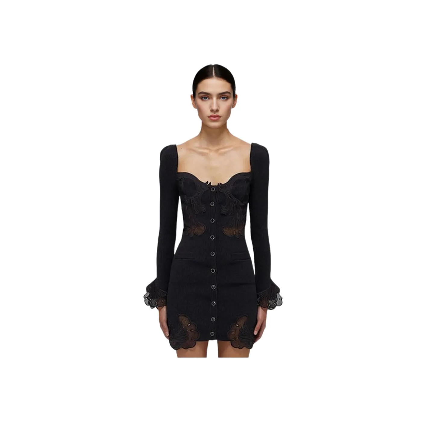 Self-portrait Long-Sleeved Dresses Women's Black
