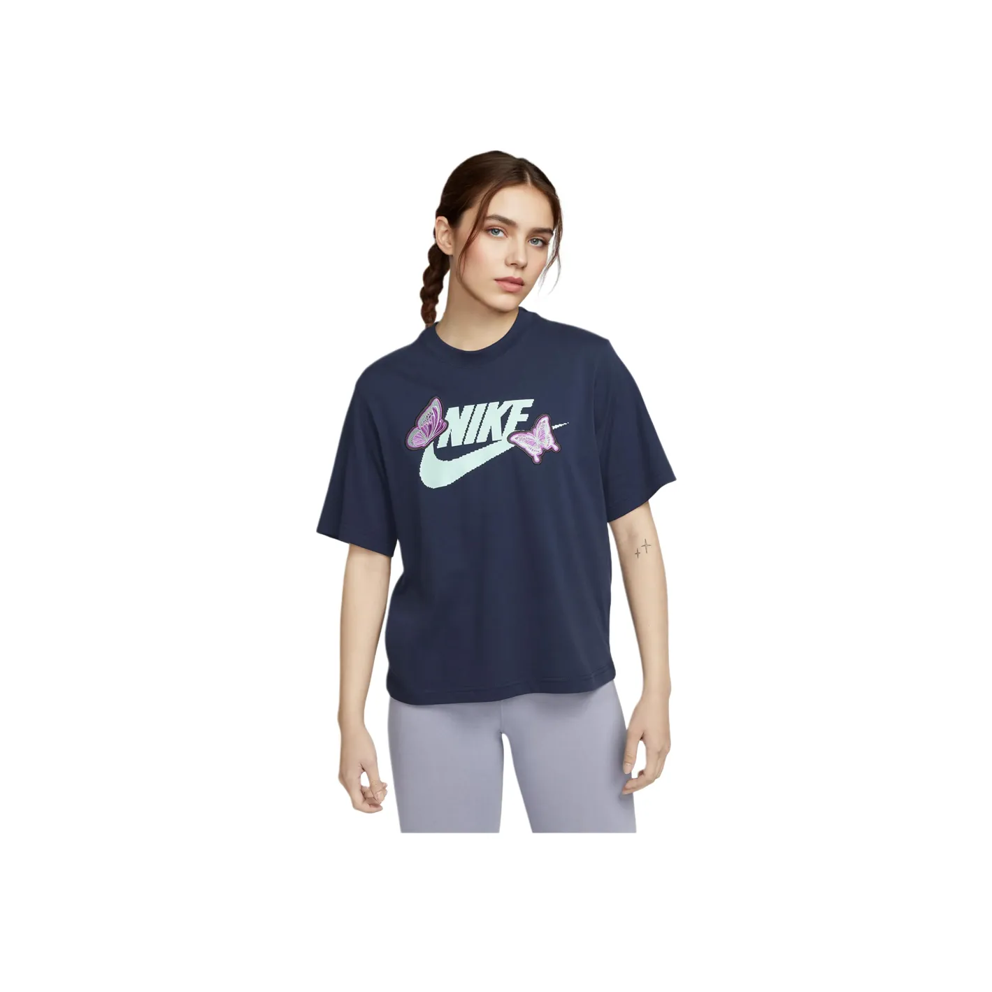 NIKE Морской синий Женские Футболки