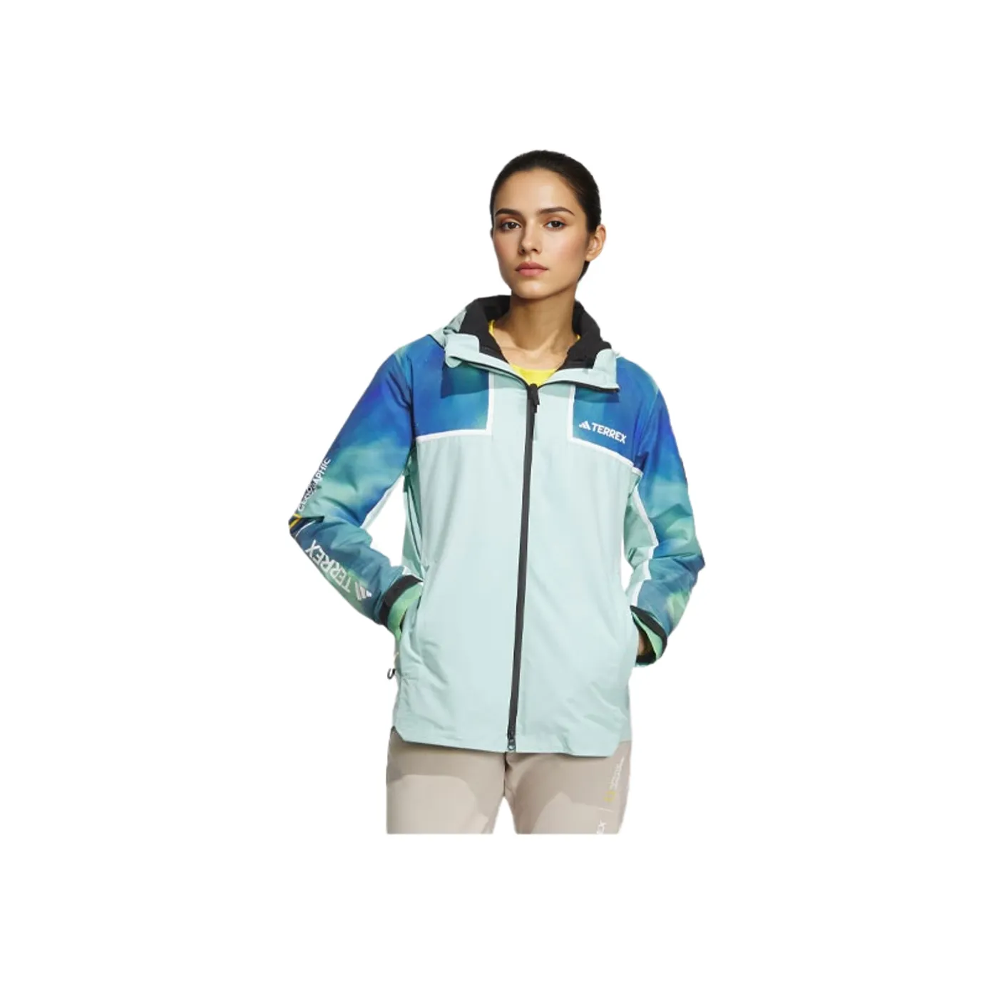 Adidas x National Geographic Водонепроницаемый и Ветрозащитный Ветровка Женские Циановый