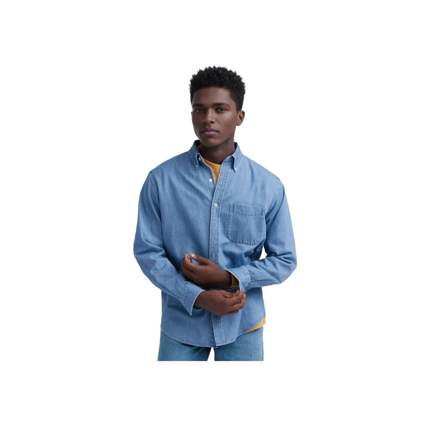 UNIQLO Небесно-голубой Мужские Рубашки