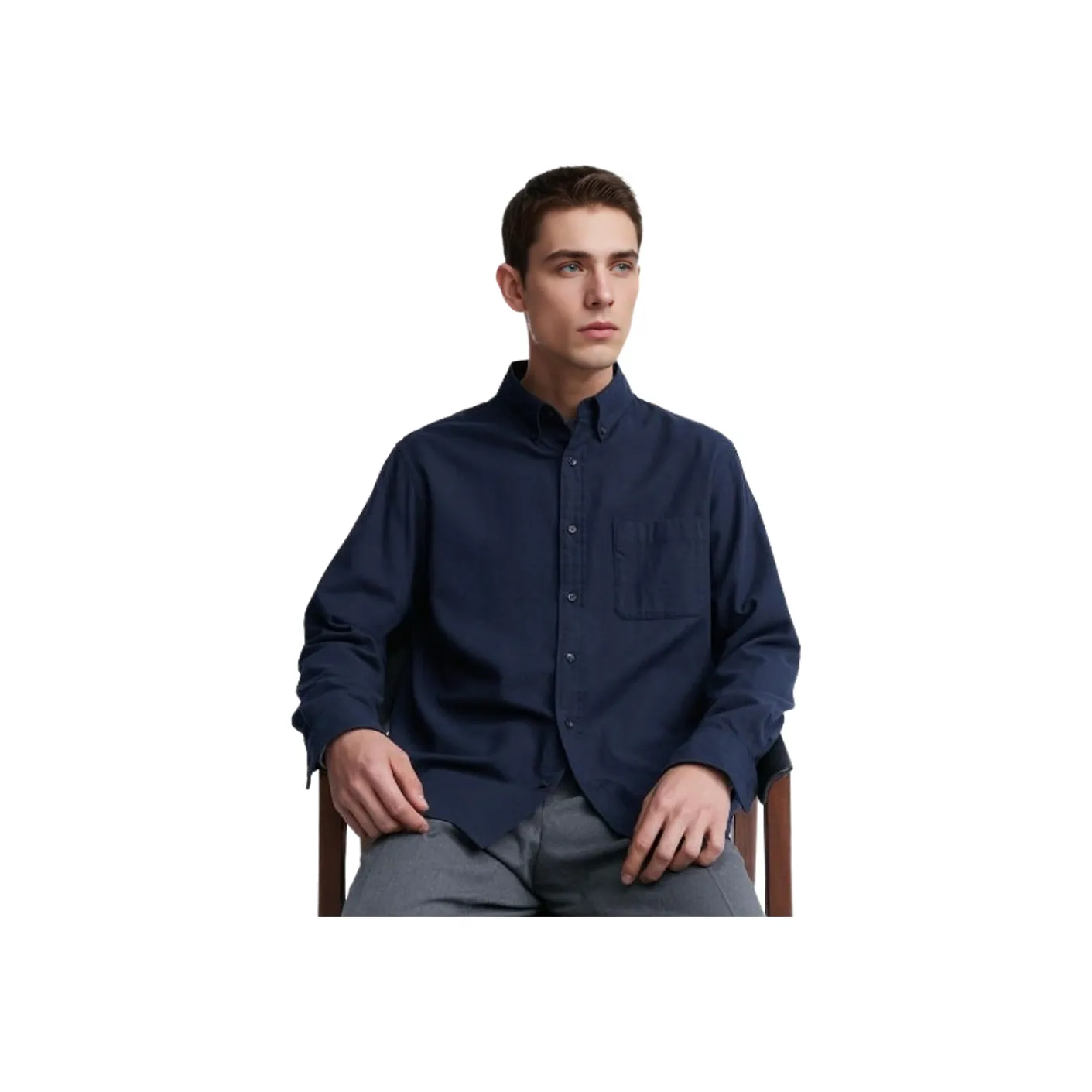 UNIQLO Темно-синяя унисекс рубашка