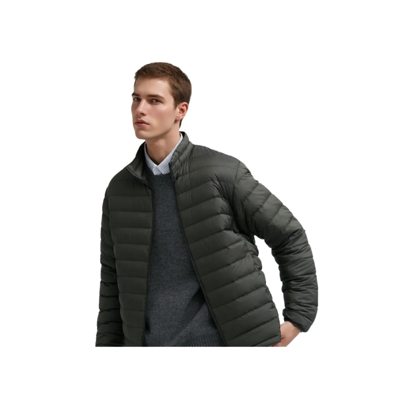 UNIQLO Оливковый Мужской Пуховик