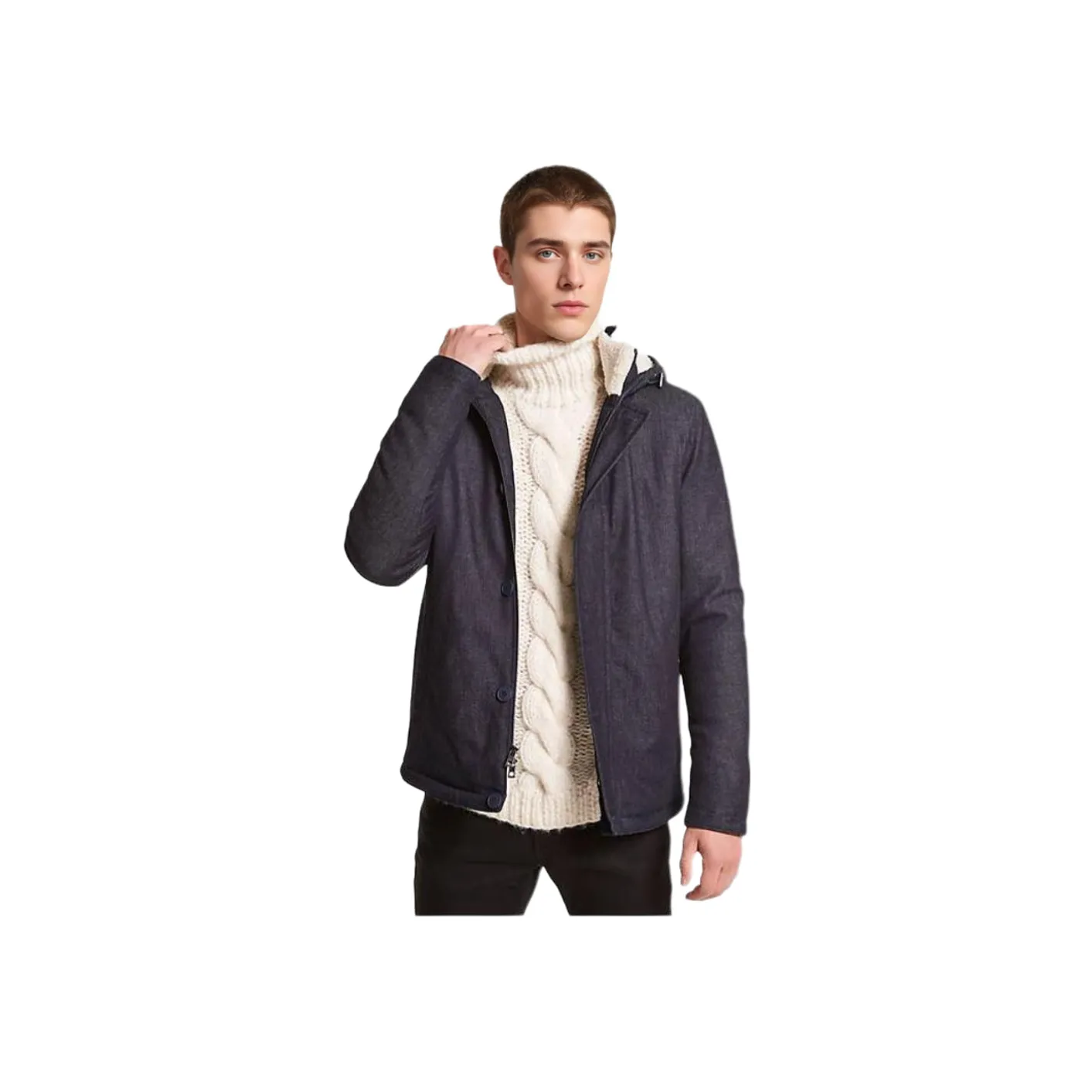 MICHAEL KORS Sherpa Trim Denim Parka Jackets & Coats Men's Indigo