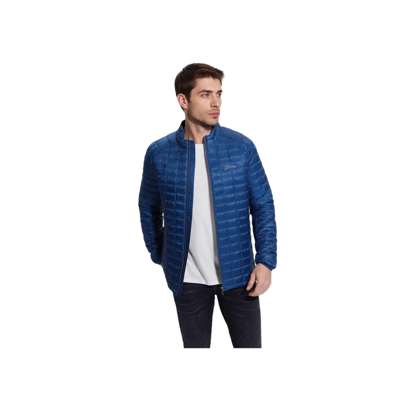 GUESS Eco Shiny Packable Puffer Jackets & Coats Men's Blue Lily