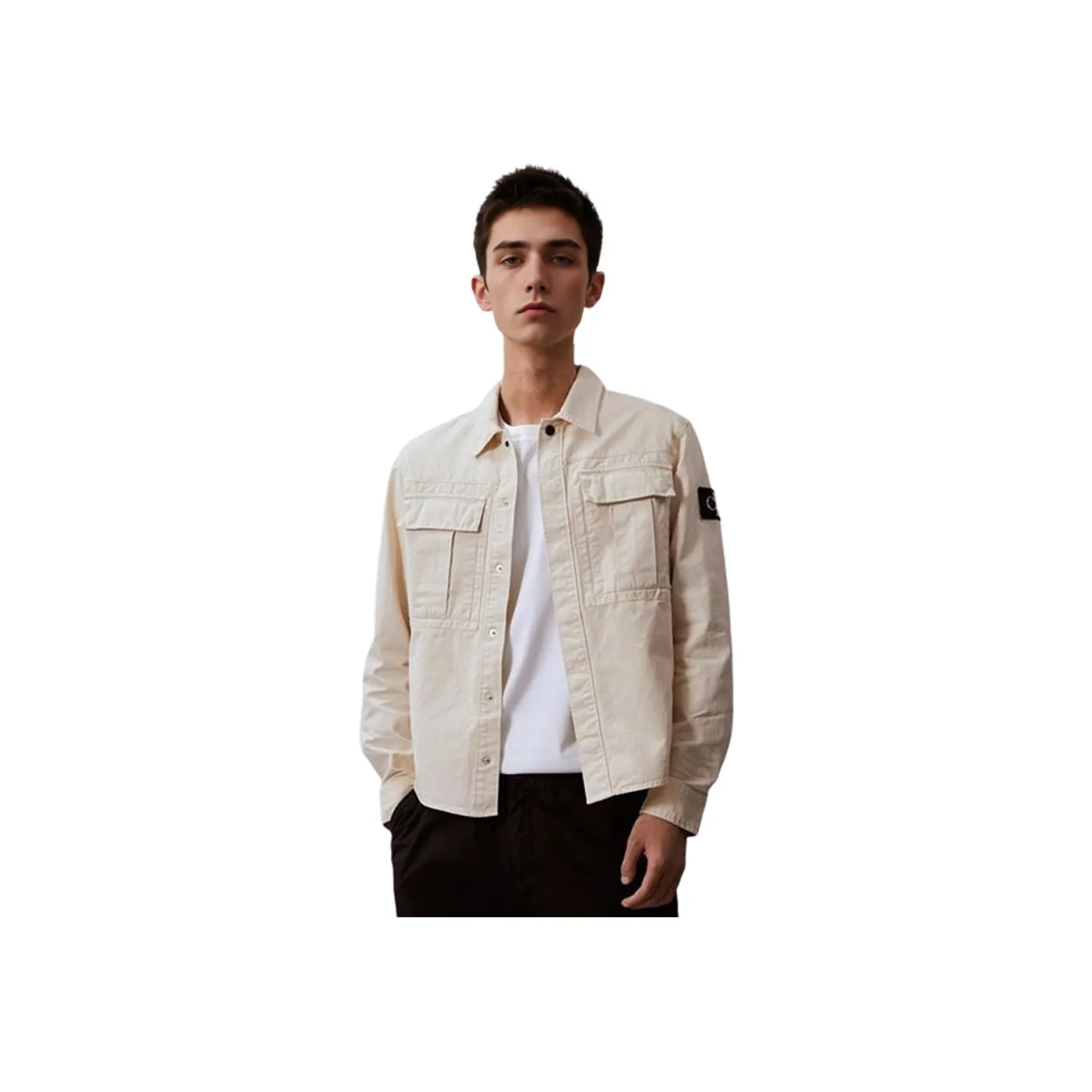 Calvin Klein Рубашка Мужская Овсяного Молочного Цвета