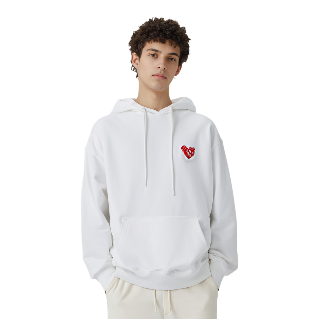 Худи MLB Heart Embroidery (белое) — фото 10