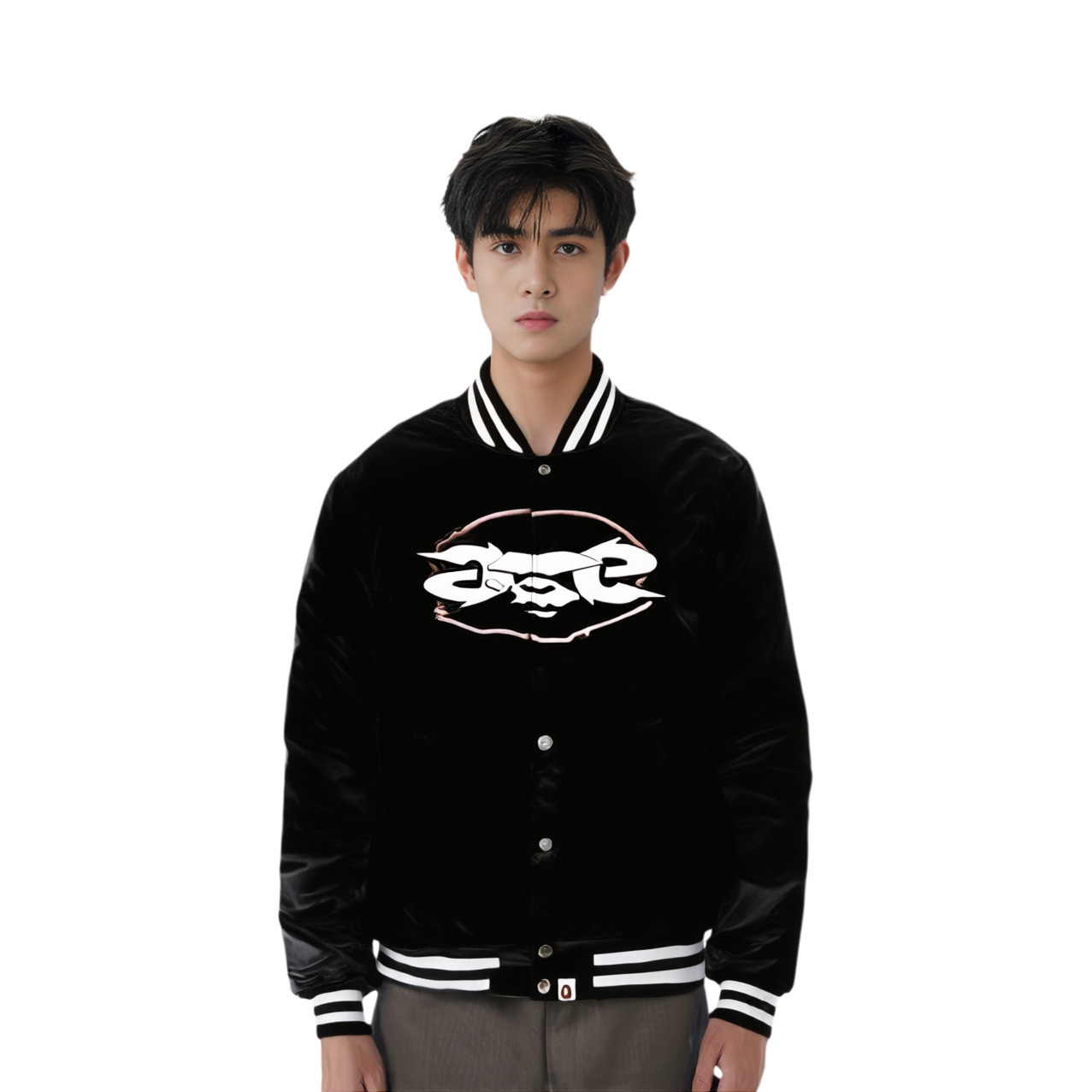 Мужская куртка A BATHING APE Baseball Jacket (черная) — фото 4