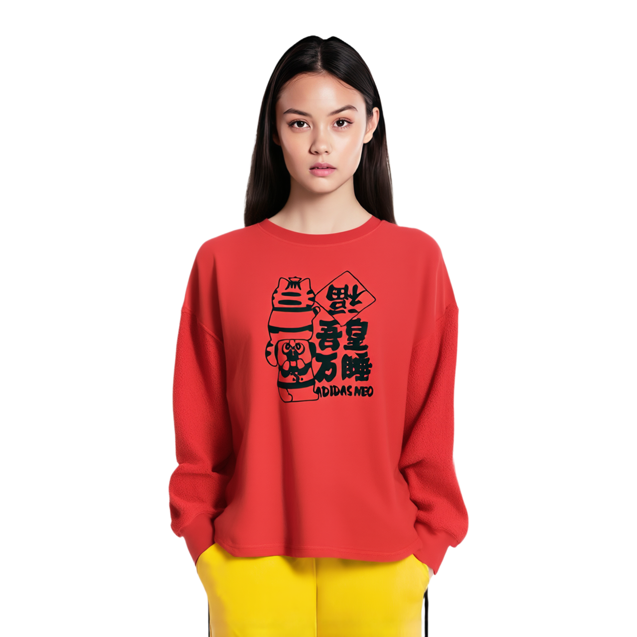Женское худи adidas W Cny Ww Swt (красное) — фото 4
