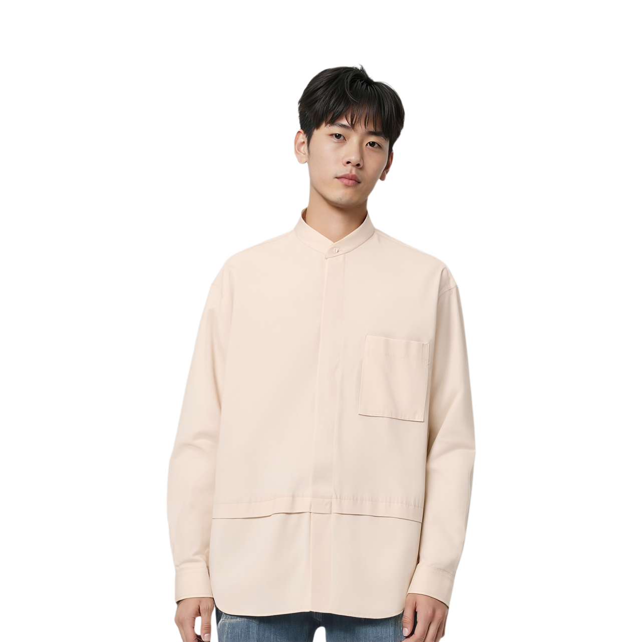 Мужская рубашка UNIQLO FW20 Jil Sander +J Supima Cotton (светло-бежевая) — фото 2