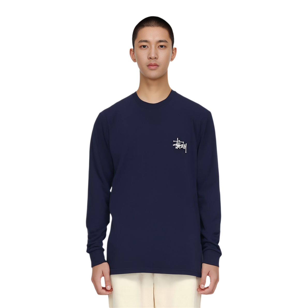 Худи / Лонгслив Stussy Basic L/S Tee (черный) — фото 11