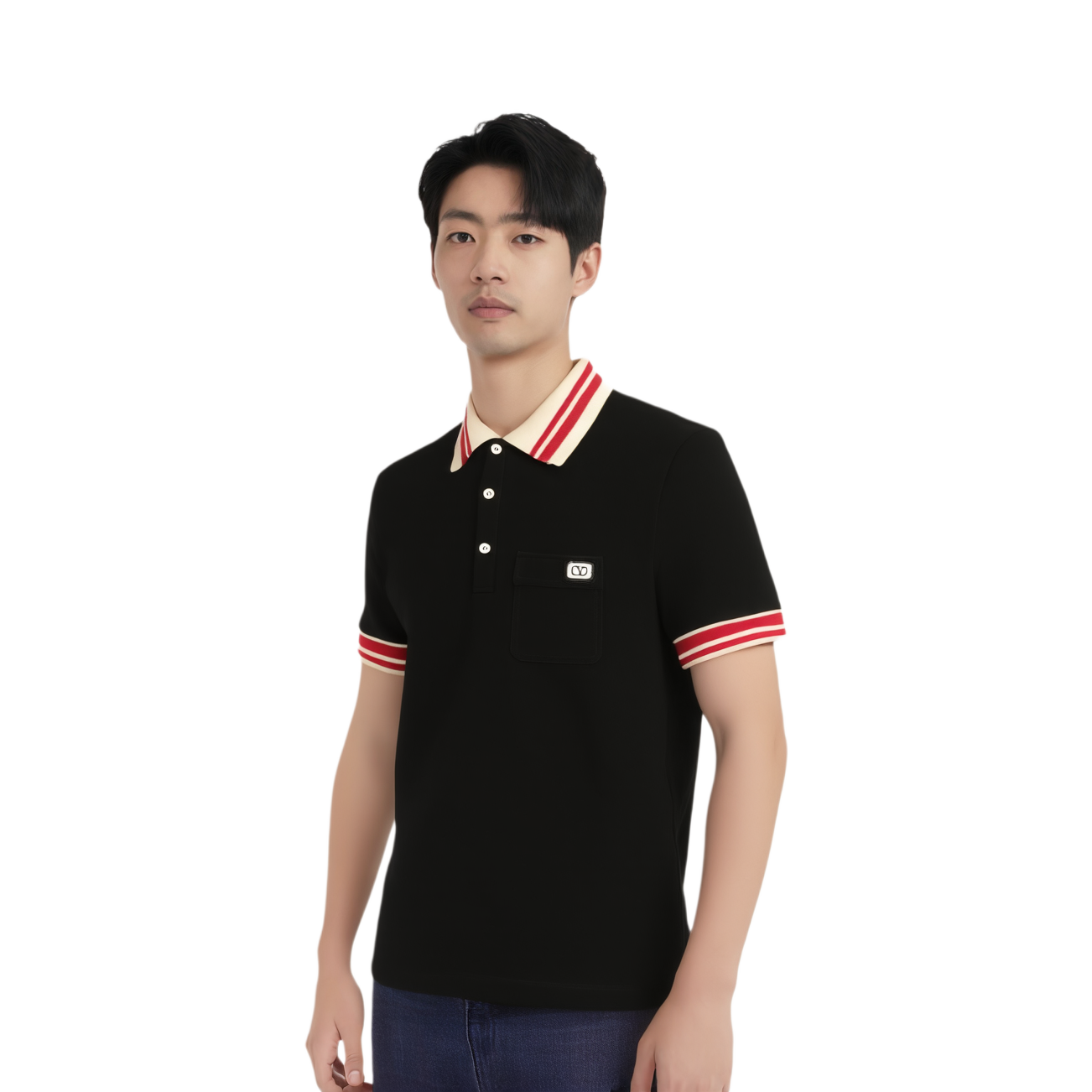 Мужская футболка Valentino Vlogo SS25 Polo (черная) — фото 3