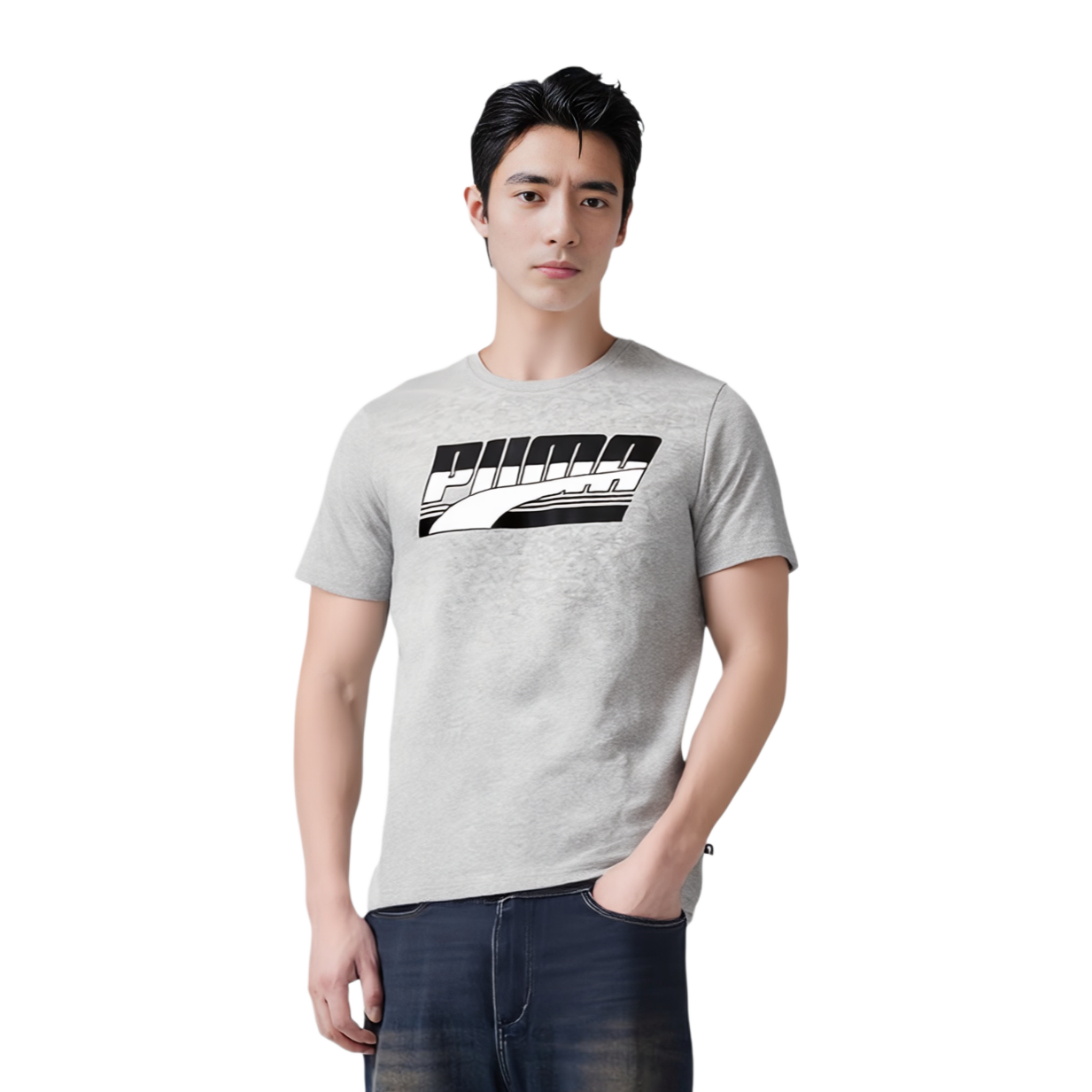 Мужская футболка PUMA Chest logoT (серая) — фото 3