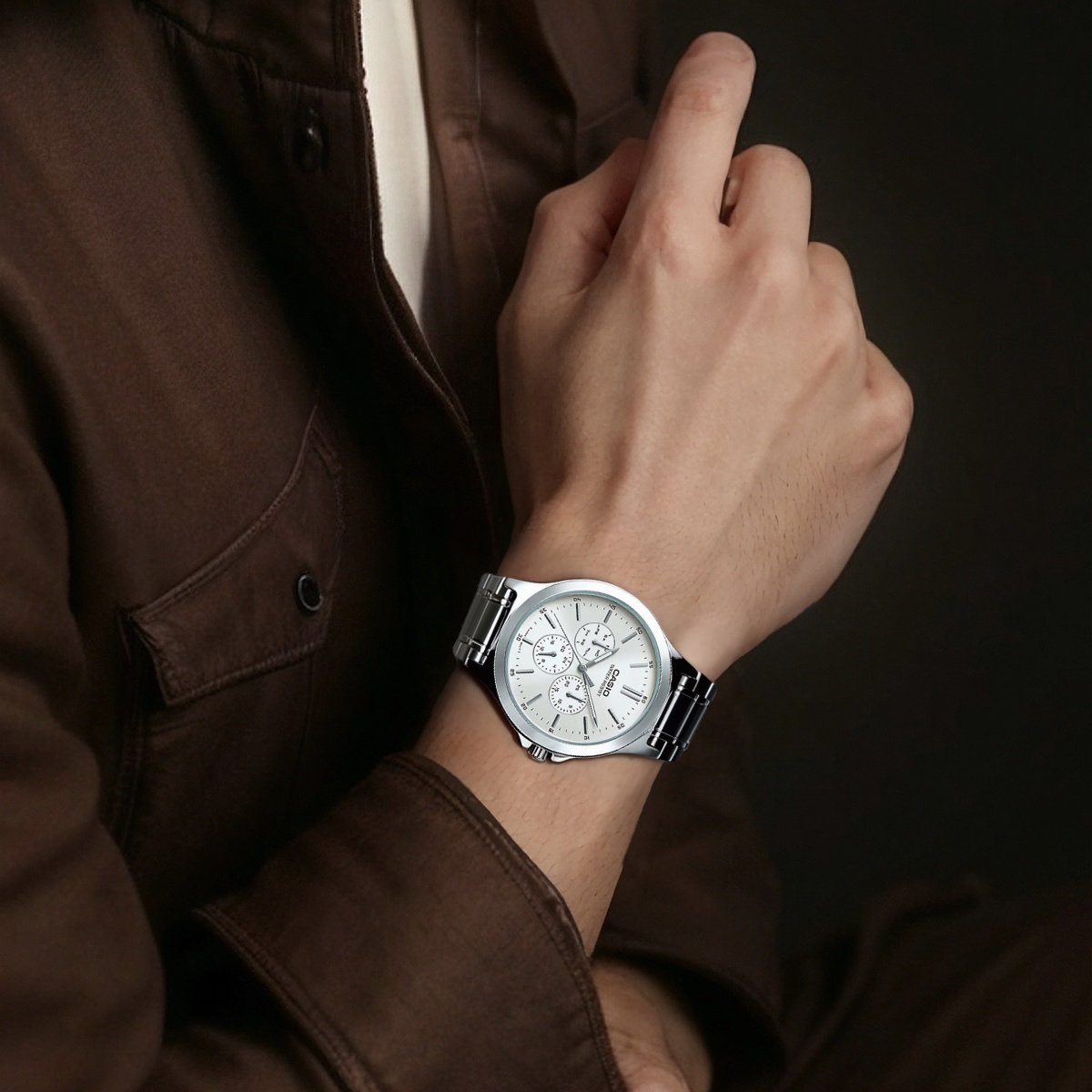 Мужские часы Casio MTP-V300D-7A (серебряные) — фото 4
