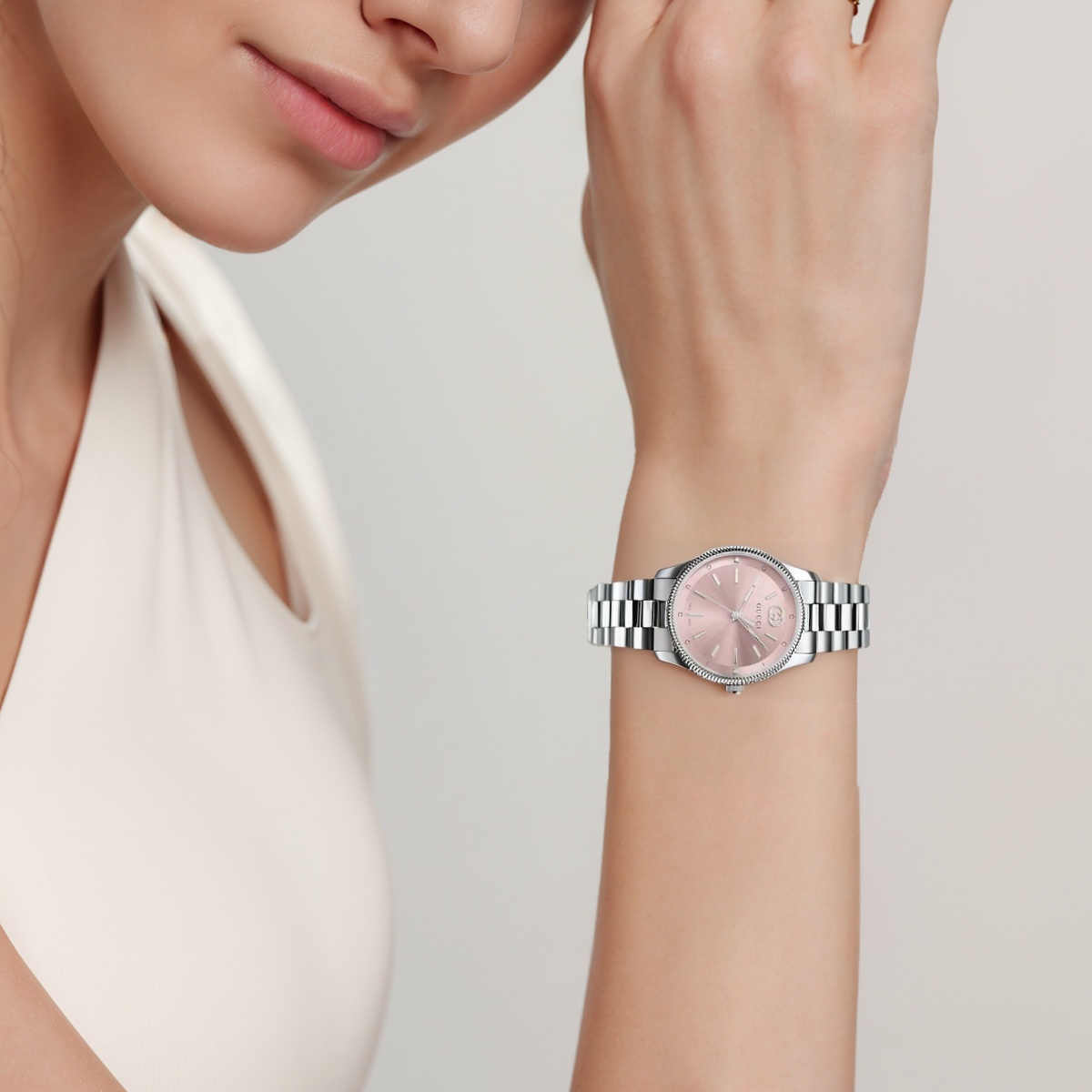Женские часы Gucci 29mm 50m (розовый) — фото 8