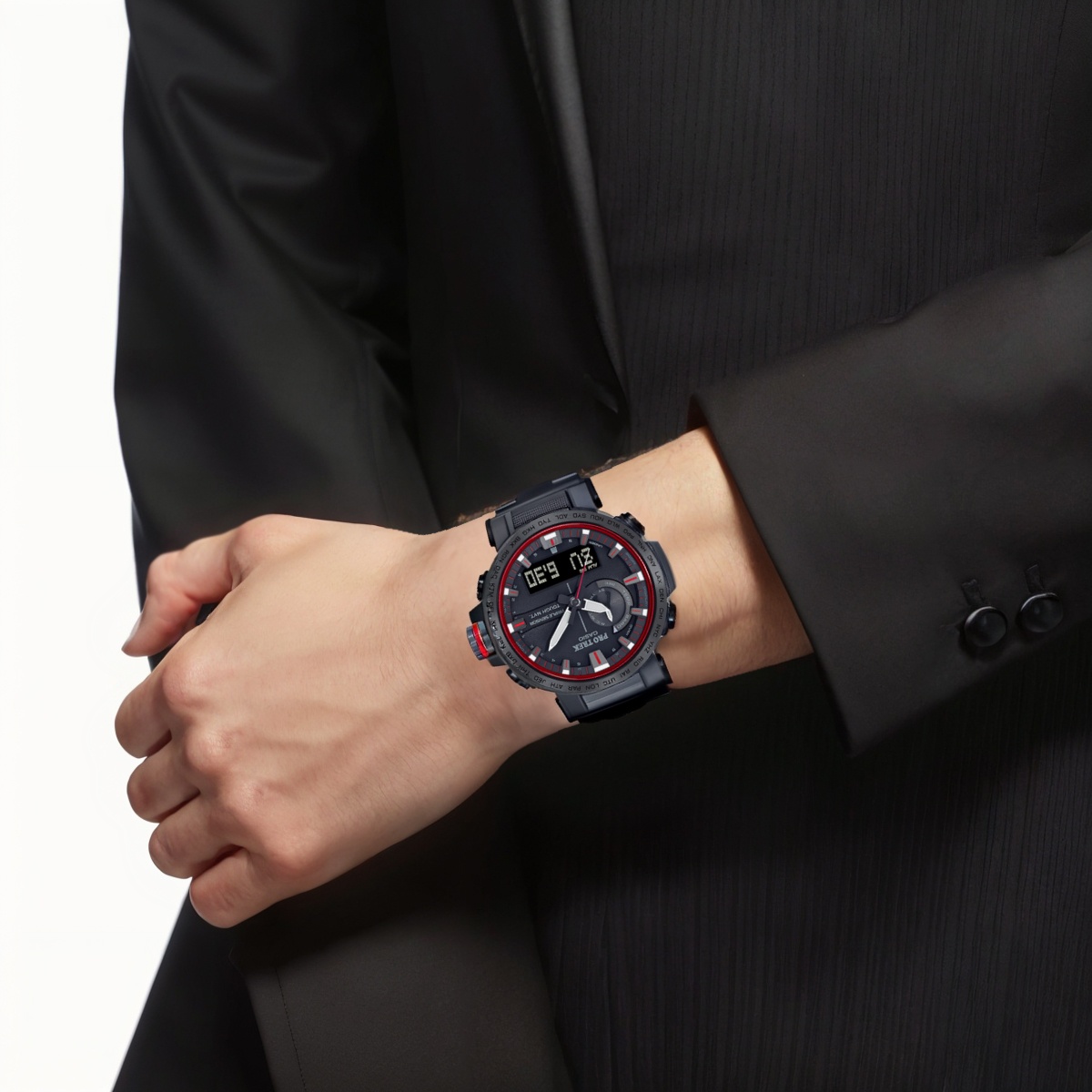 Мужские часы Casio PRO TREK Titanium (черные) — фото 4