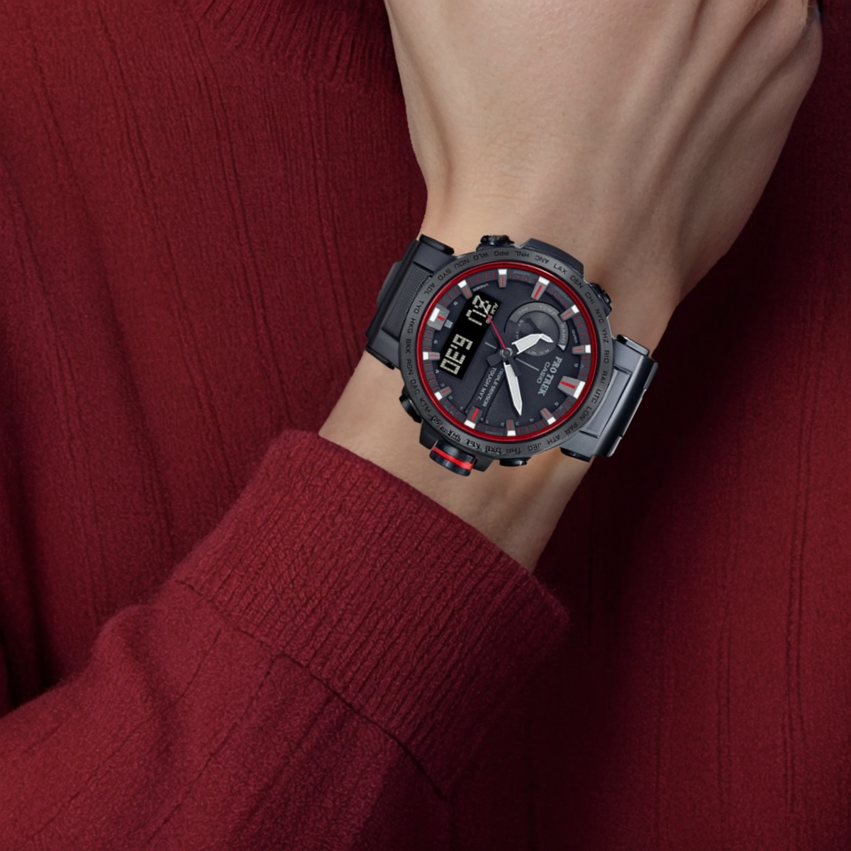 Мужские часы Casio PRO TREK Titanium (черные) — фото 5