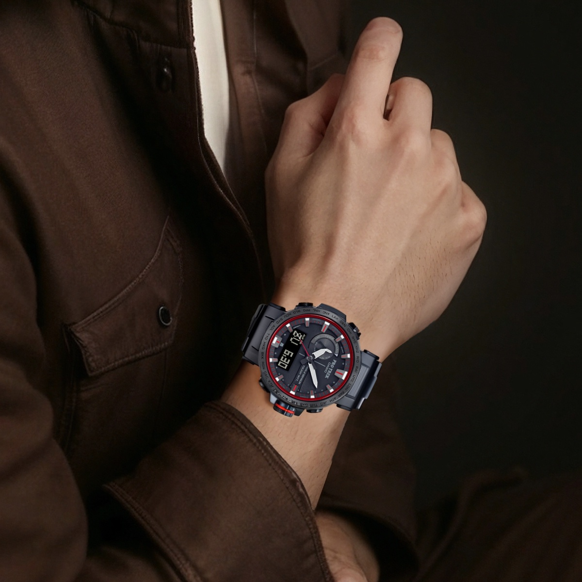 Мужские часы Casio PRO TREK Titanium (черные) — фото 6