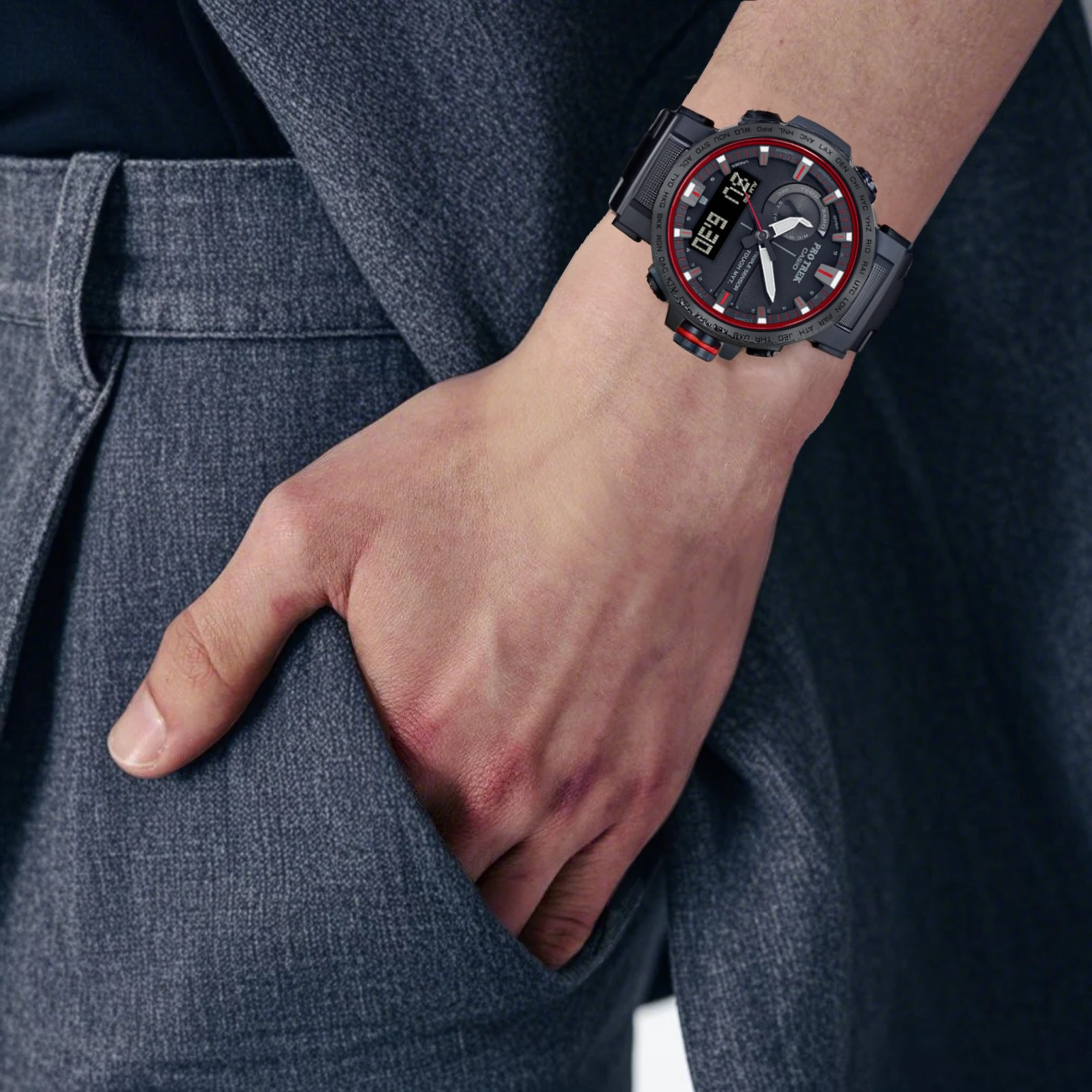 Мужские часы Casio PRO TREK Titanium (черные) — фото 7