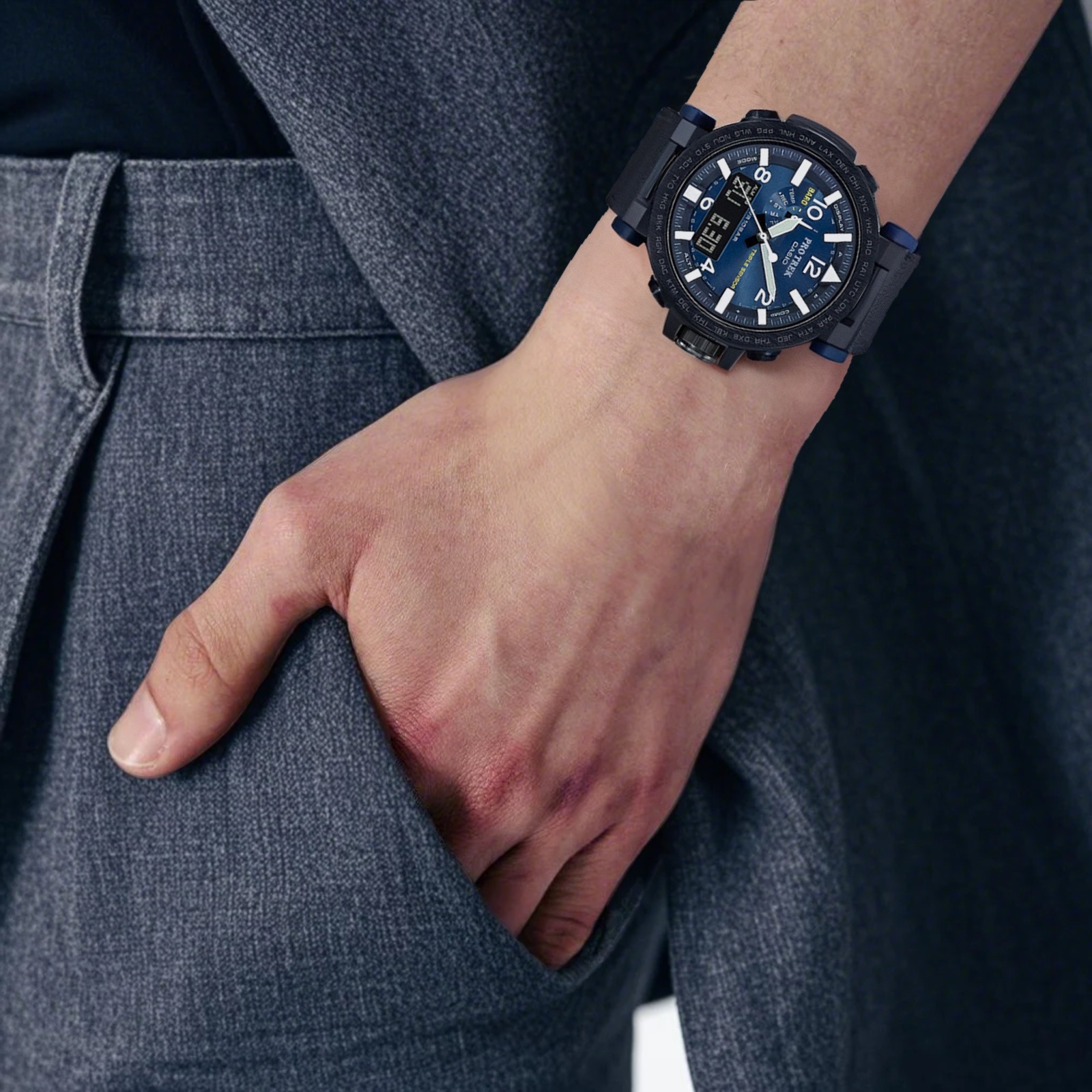 Мужские часы Casio PRO TREK PRG (синие) — фото 6