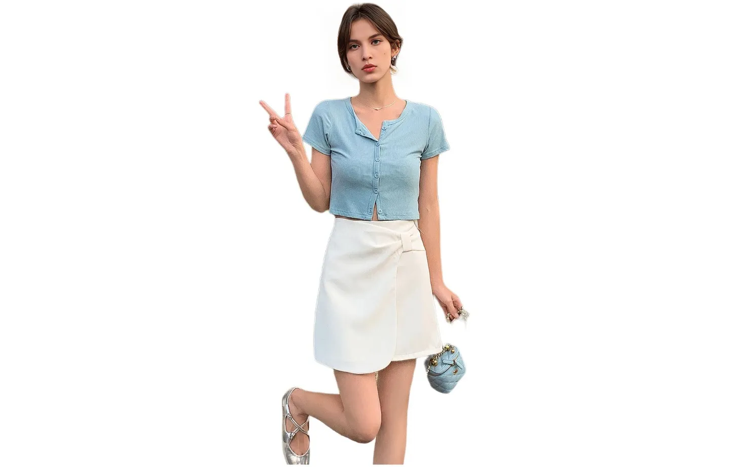 Emodues Повседневные короткие юбки Женские Белые