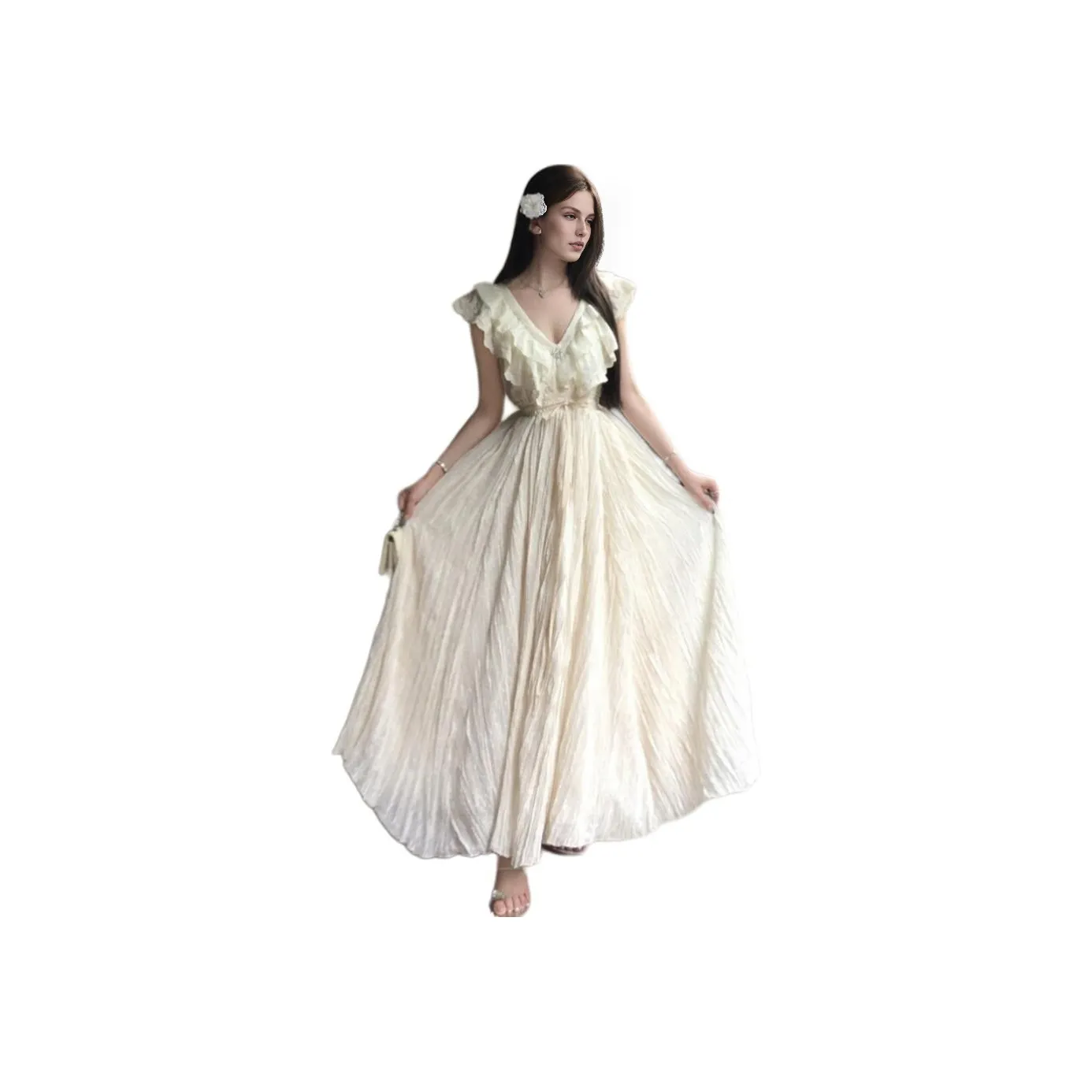 SourceDEEMO Короткий рукав платье женский белый