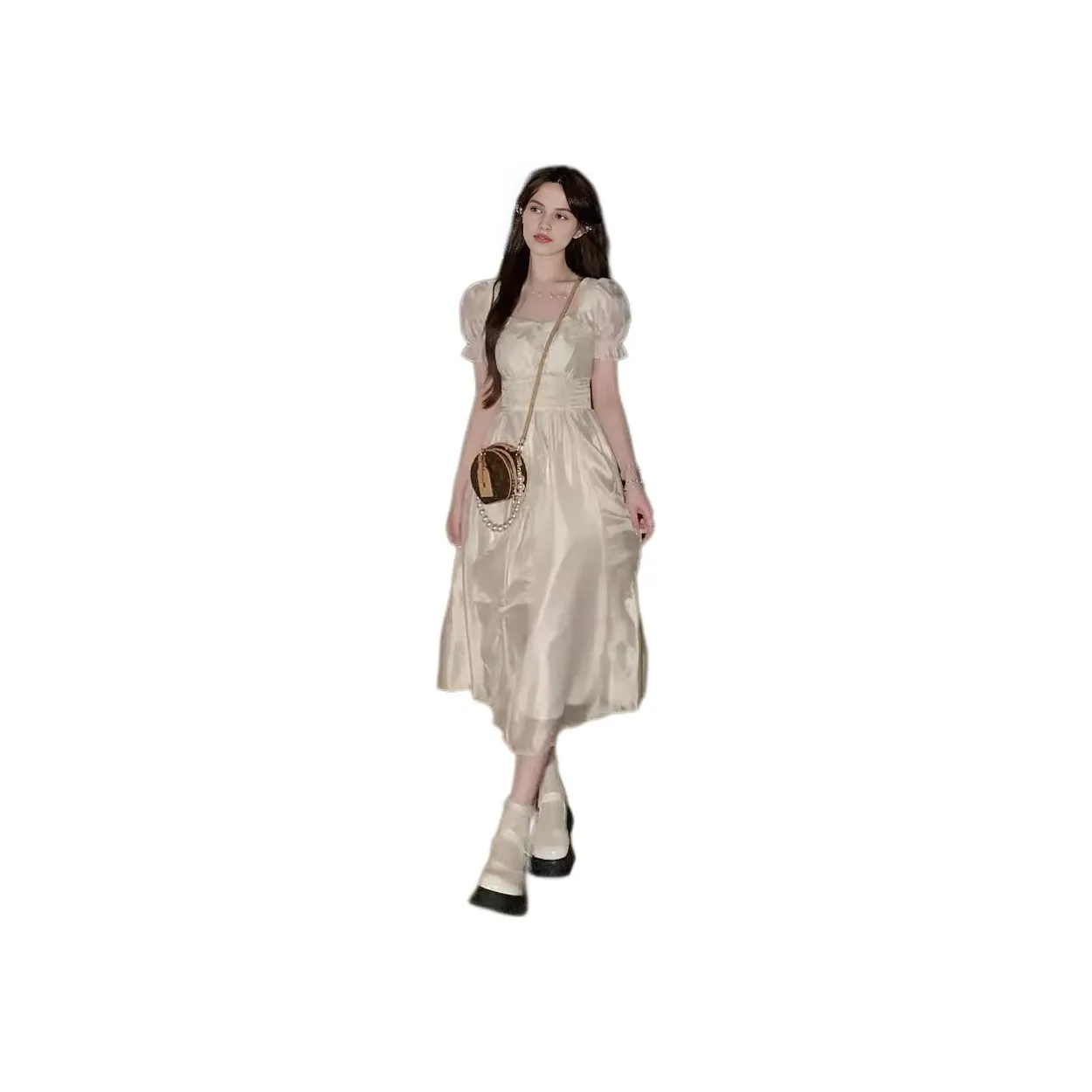 KENLY Long Sleeved Dress Women's Apricot