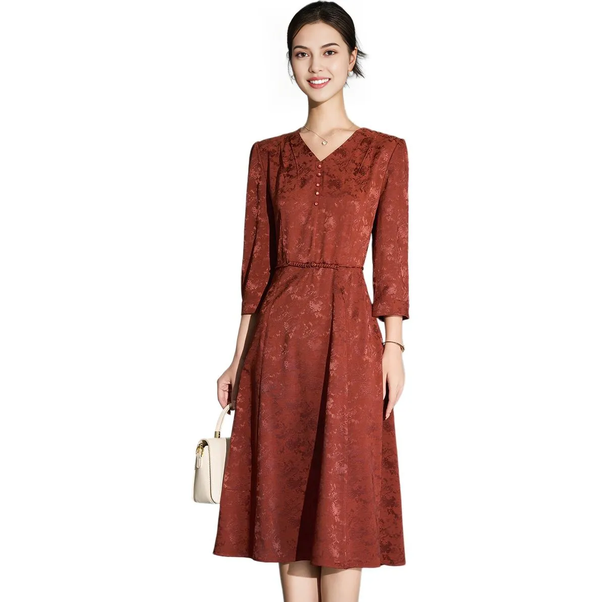 Mylan Long Sleeved Dress For Early Autumn Women's Red