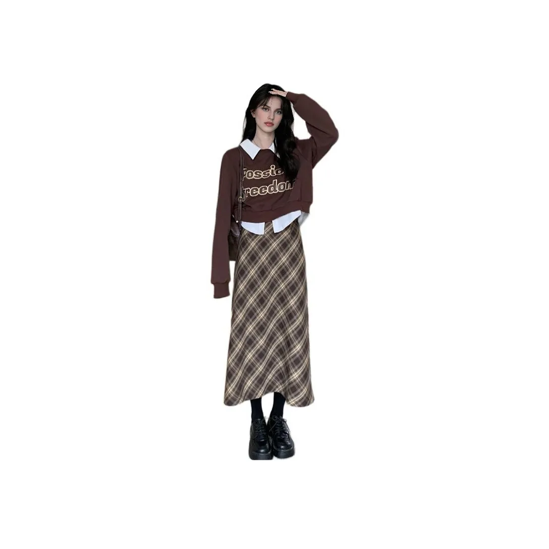 GULIANFEI Skirt Set Women's Brown