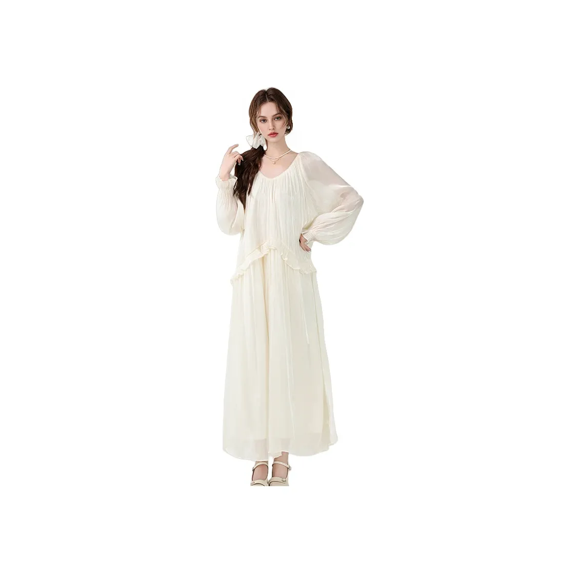 TORIGHT Long Sleeved Dress Women's Champagne
