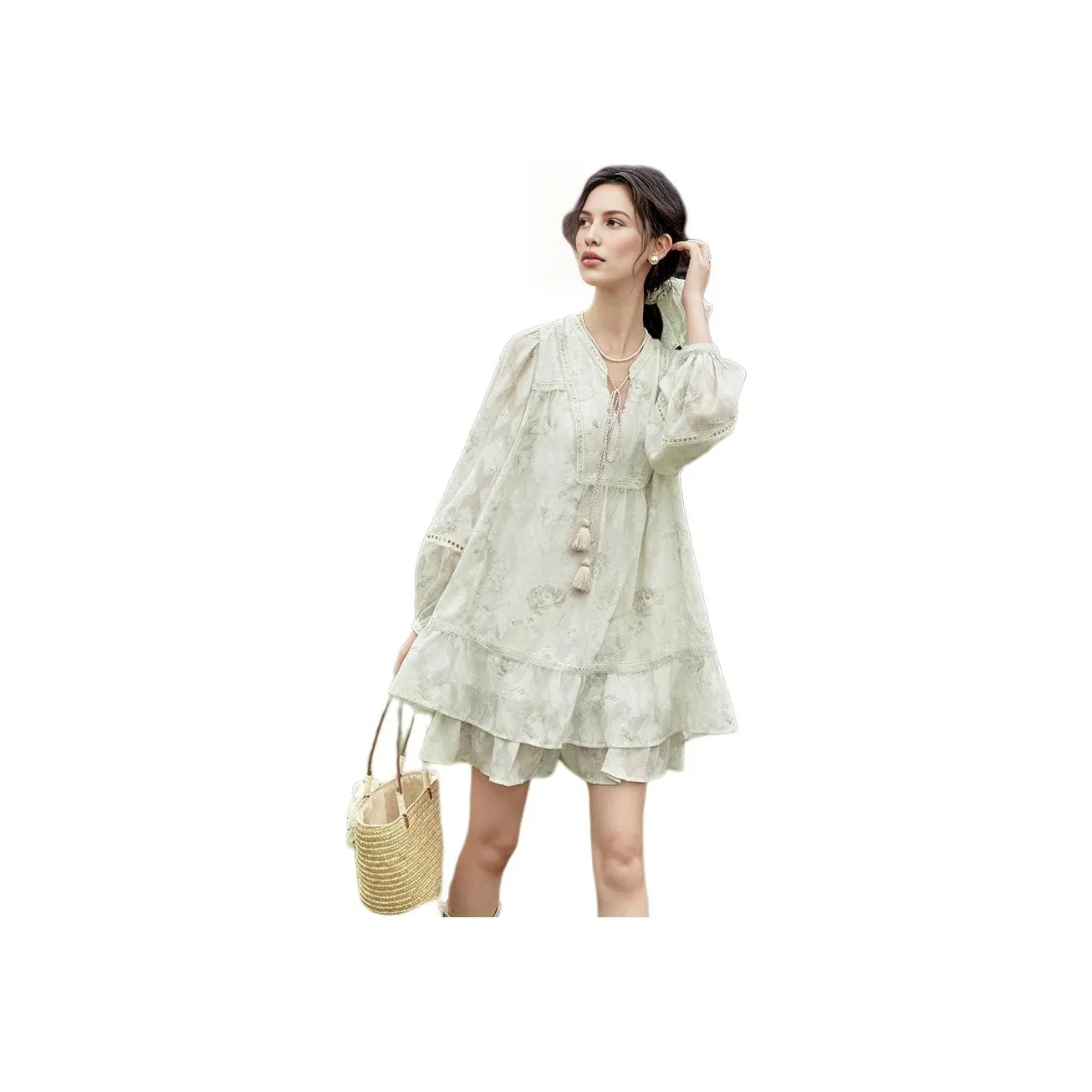 MISHOW Long Sleeved Dress Women's Green