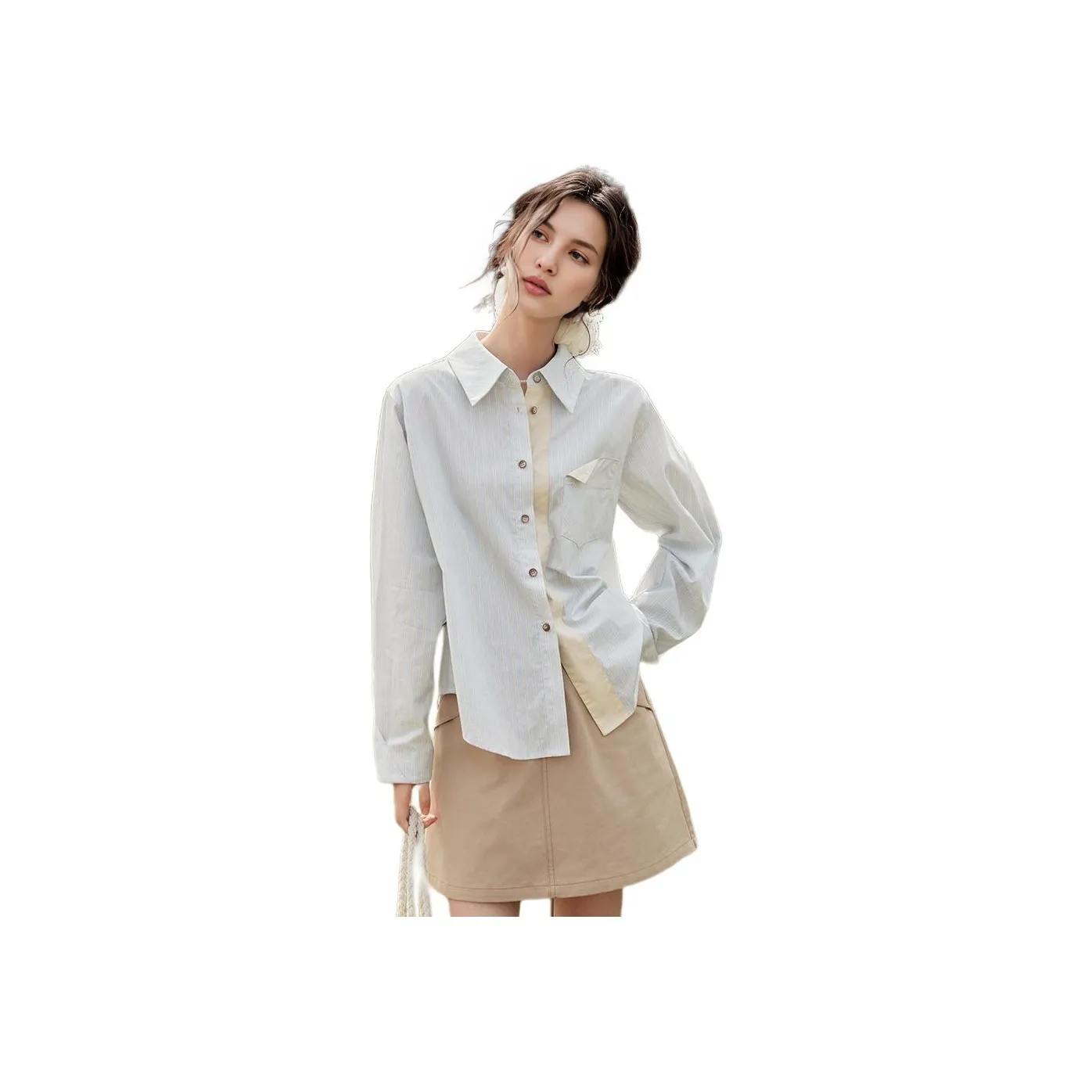 MISHOW Striped Shirt Women's Sea Salt Blue