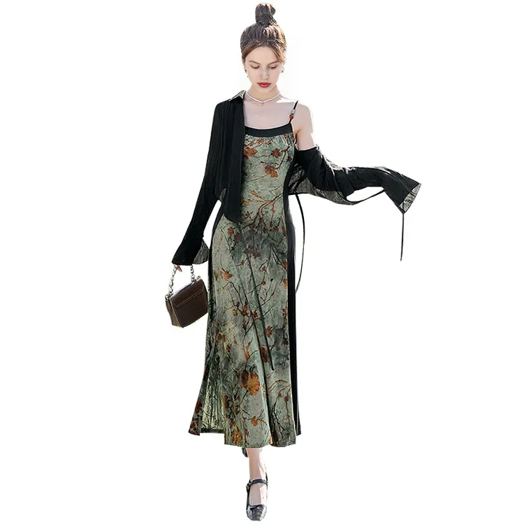 Cypress House Skirt Set Women's Black+Vintage Green