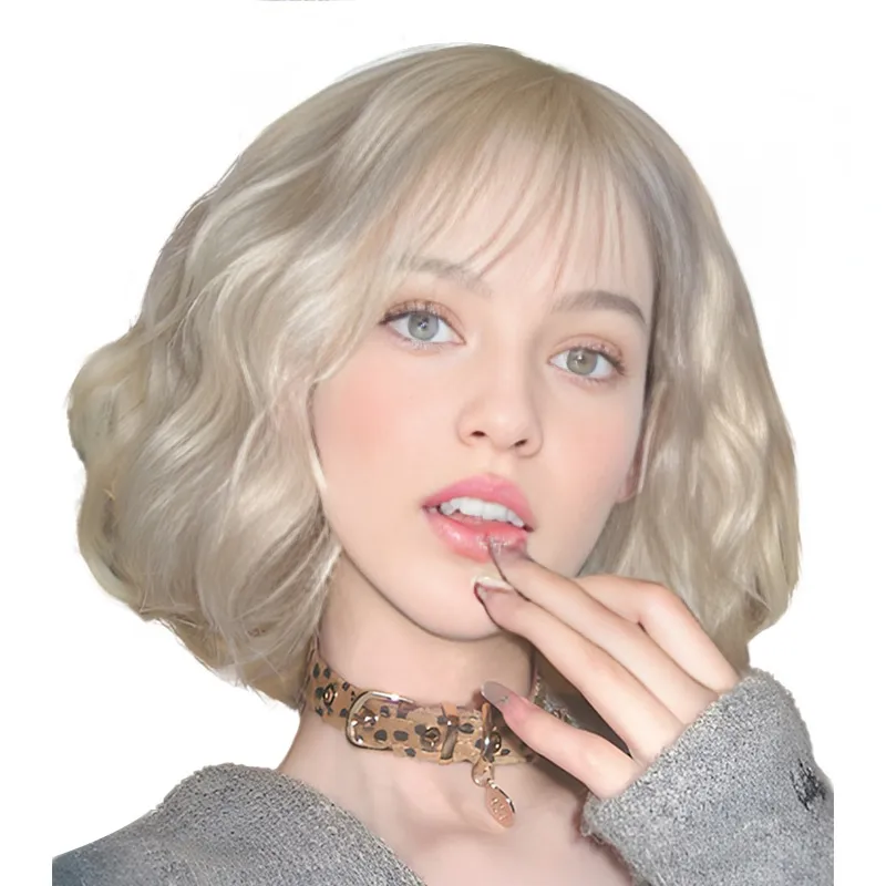 YOUXI Белый Золото Перука для Женщин с Короткими Волосами Лолита Повседневный Крутой Укладка Естественный Реалистичный Шерстяной Завиток