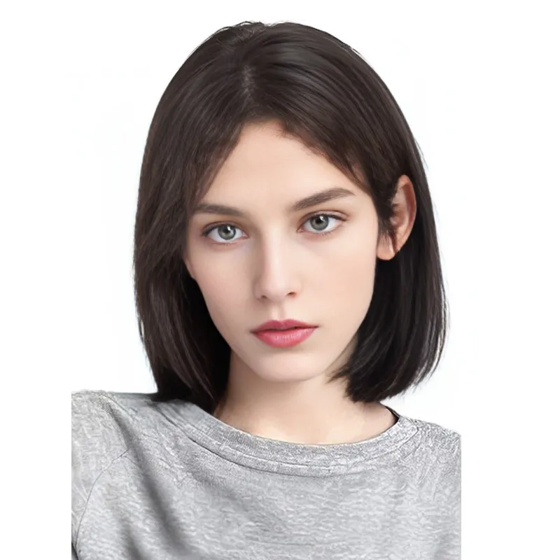 GLUNA Перука Женская Короткие волосы One Cut Естественный Анти-Аджинг Человеческие волосы Равномерное Разделение Рябь волосы