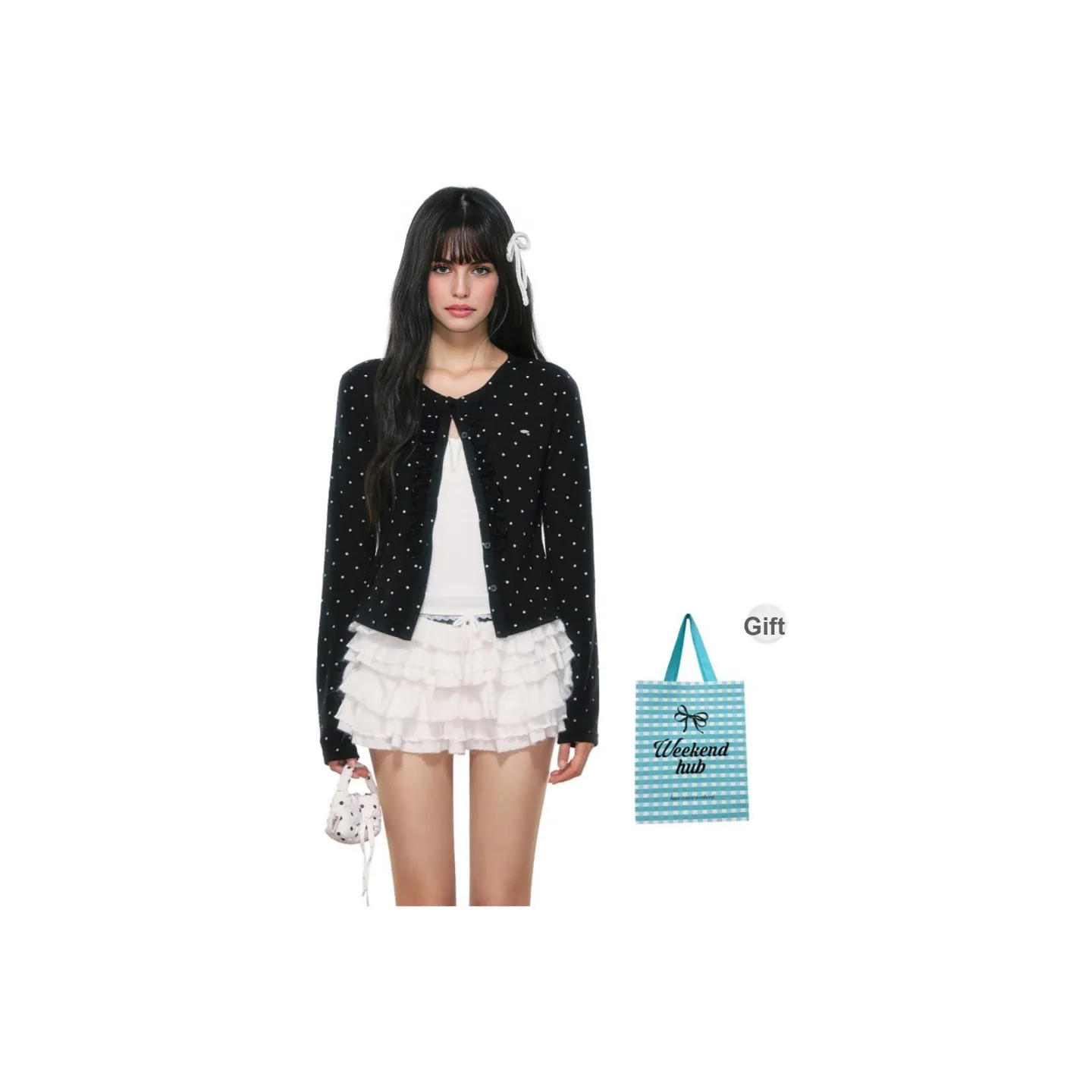 WEEKEND HUB Универсальный Точка CHANEL Inspired Пальто Трикотажная ткань Кардиган Женские