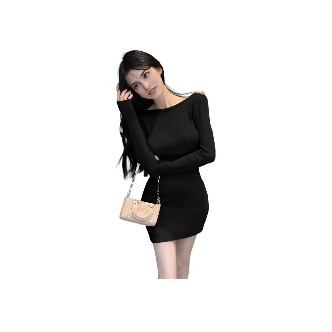 ZVJH Длинное платье с длинными рукавами женское