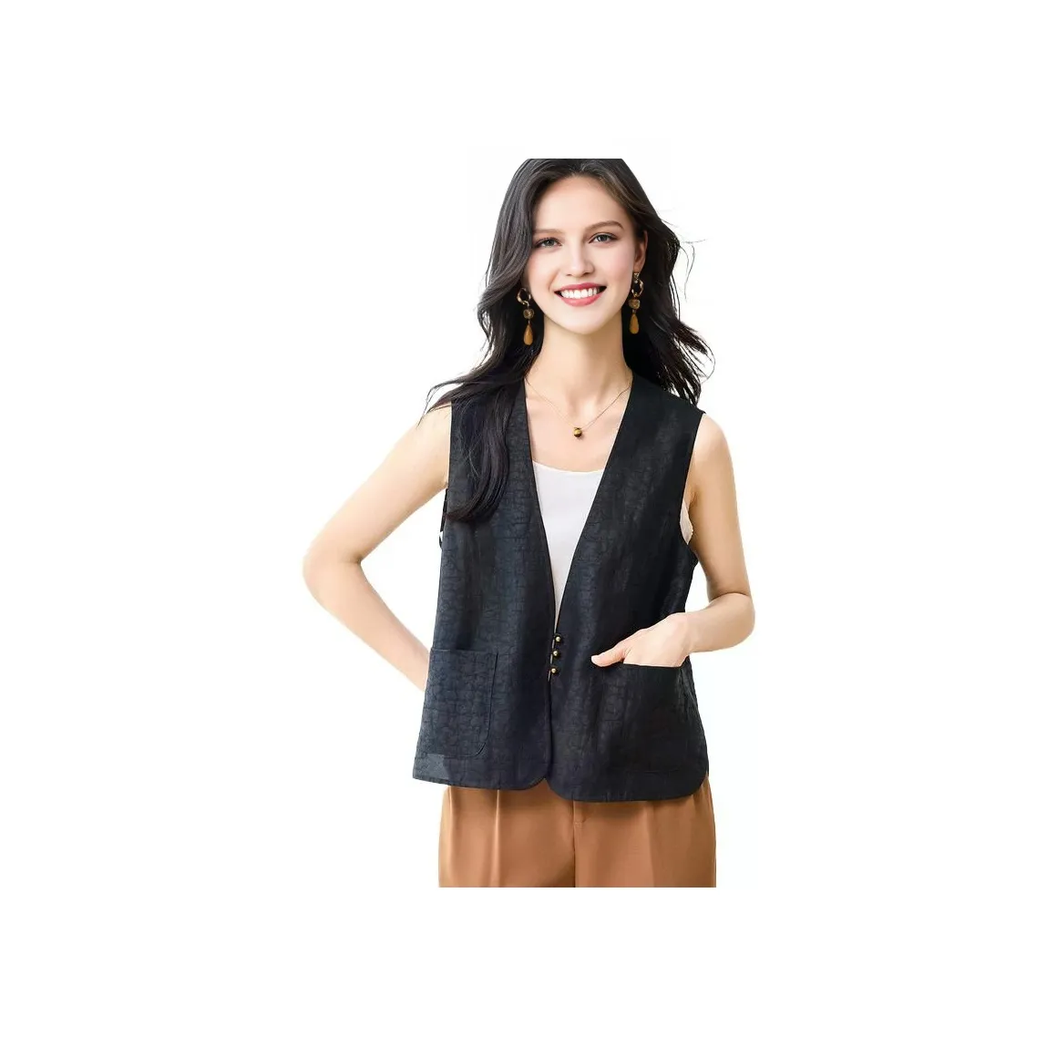 JINJU Черные Женские Жилеты