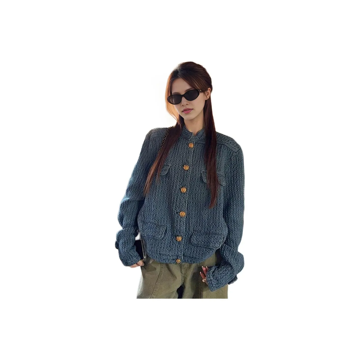 SIBEIER Джинсовый синий Женское короткое пальто