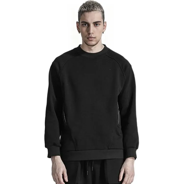 NORVINCY Свободный крой Повседневная одежда Без капюшона Однотонный Свитшот Унисекс Черный