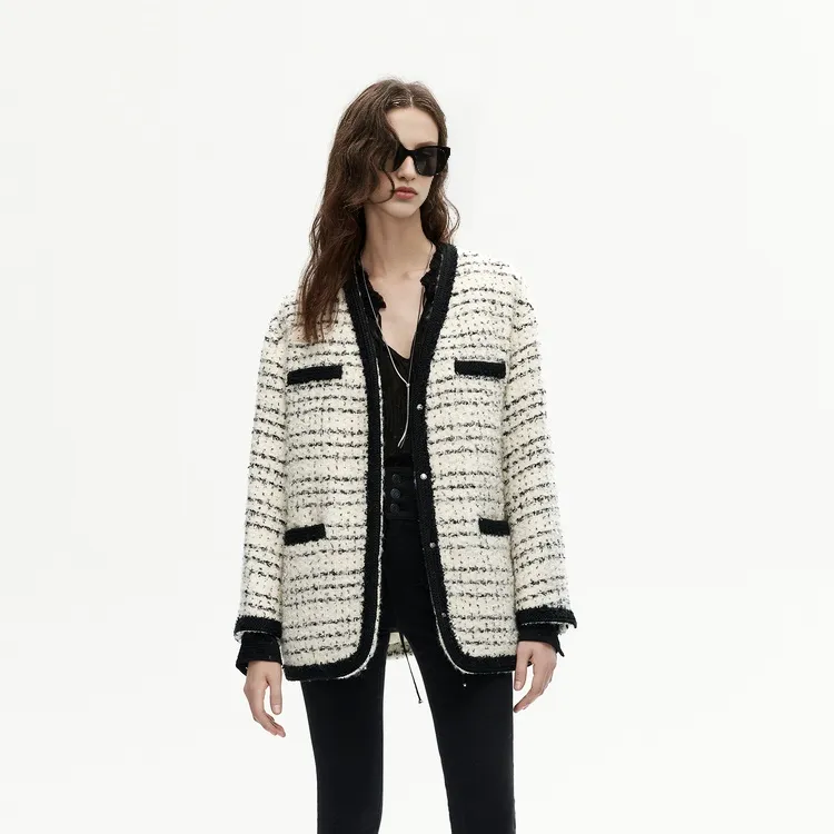 MO&CO Down Jackets Women's Black & White Texture
