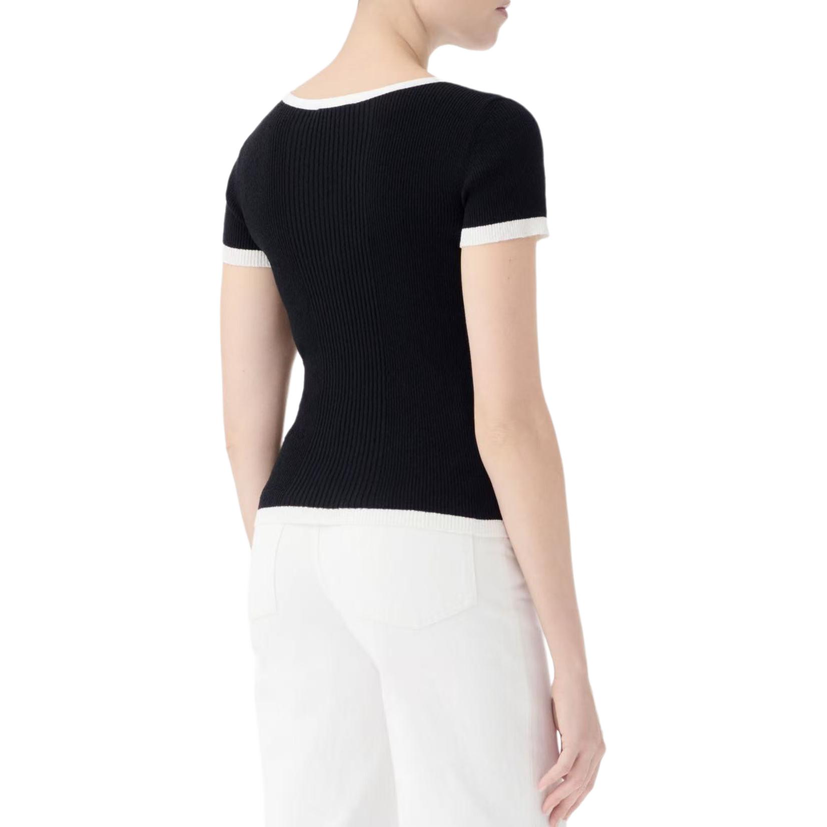 Женская футболка Chanel SS25T (бело-черная) — фото 2