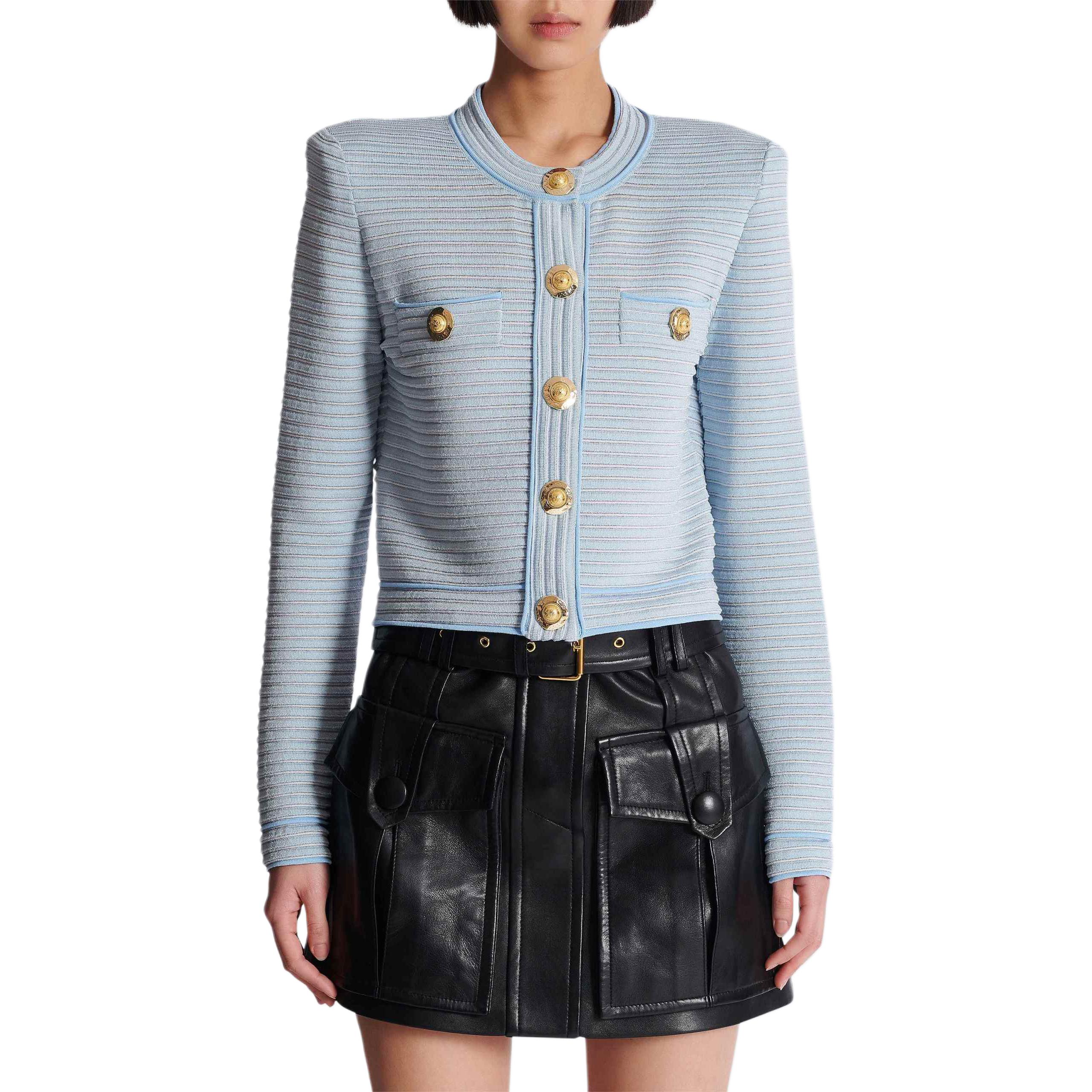 Женский кардиган BALMAIN SS25 (синий) — фото 3
