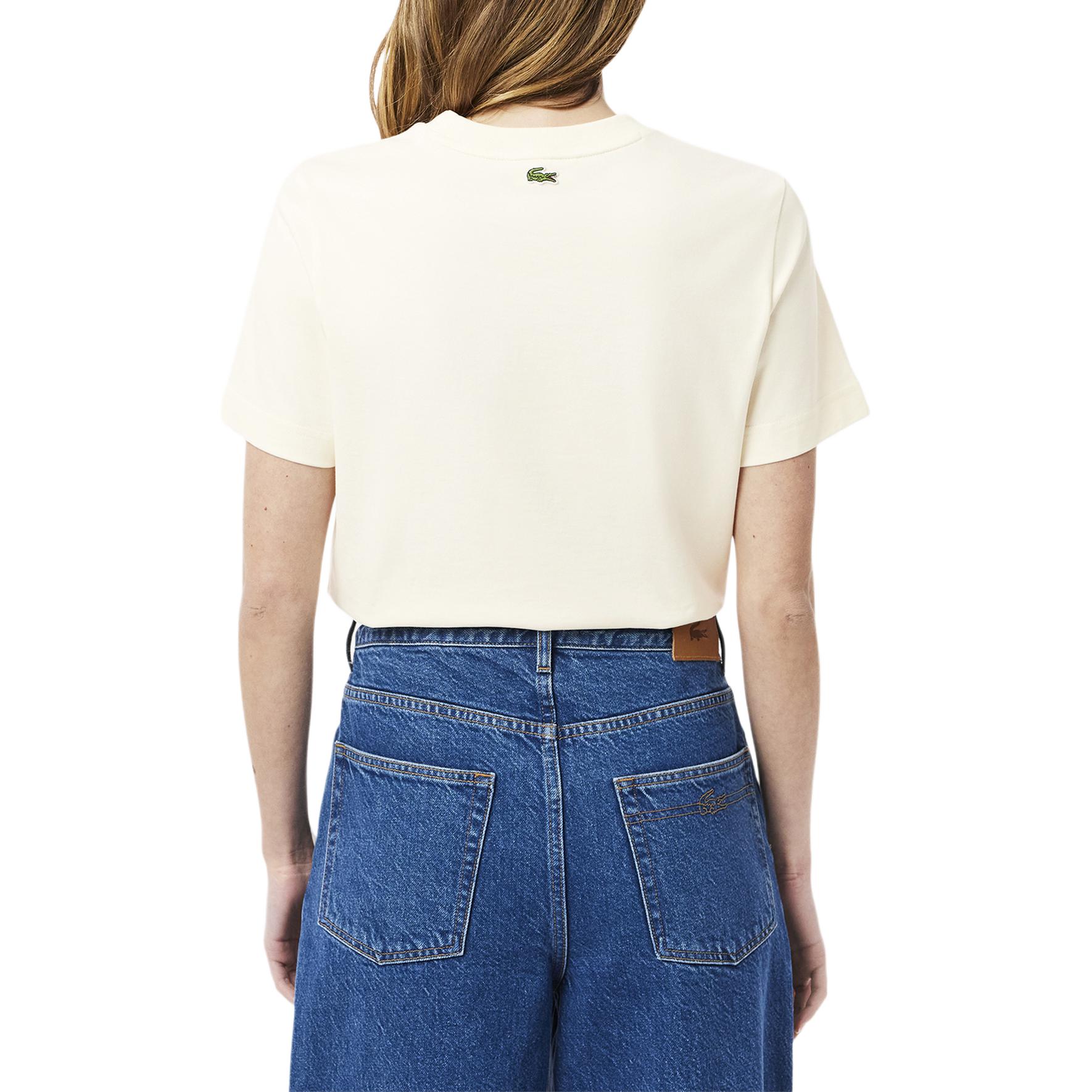 Женская футболка LACOSTE T (кремовая) — фото 4