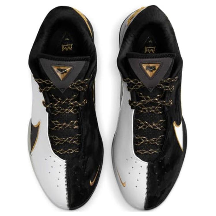 Nike LeBron 22 Slip Resistant Abrasion Resistant Low top Basketball Shoes Unisex Black White Gold