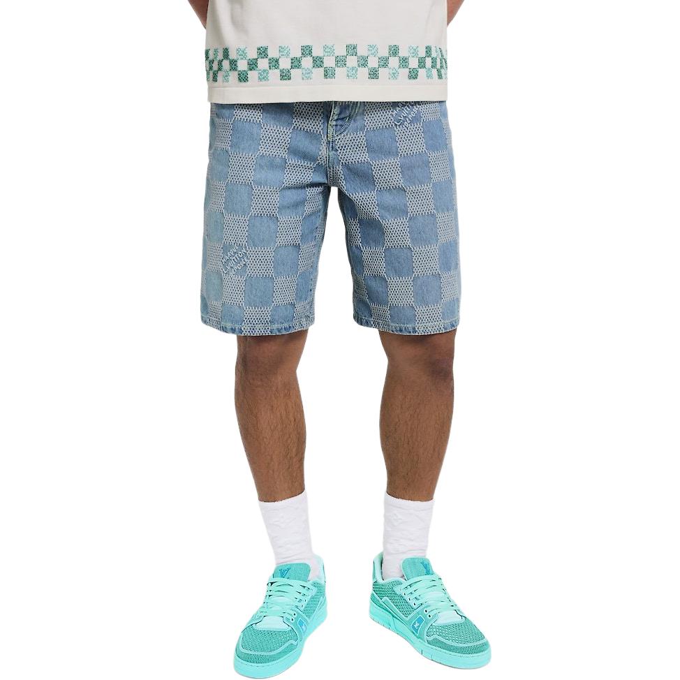 Мужские шорты Louis Vuitton Damier (синие) — фото 2