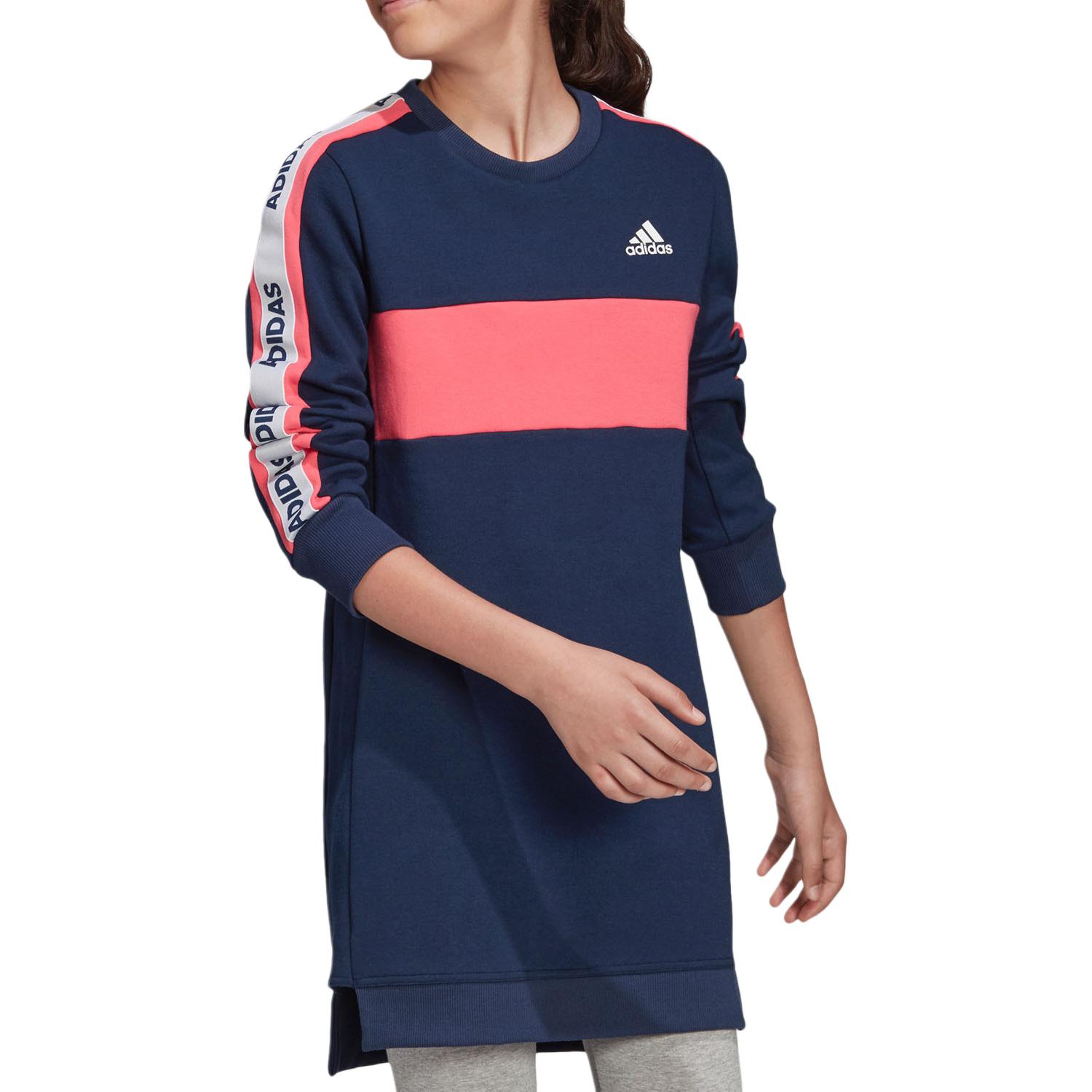 Женская толстовка adidas YG LONG (темно-синяя) — фото 4