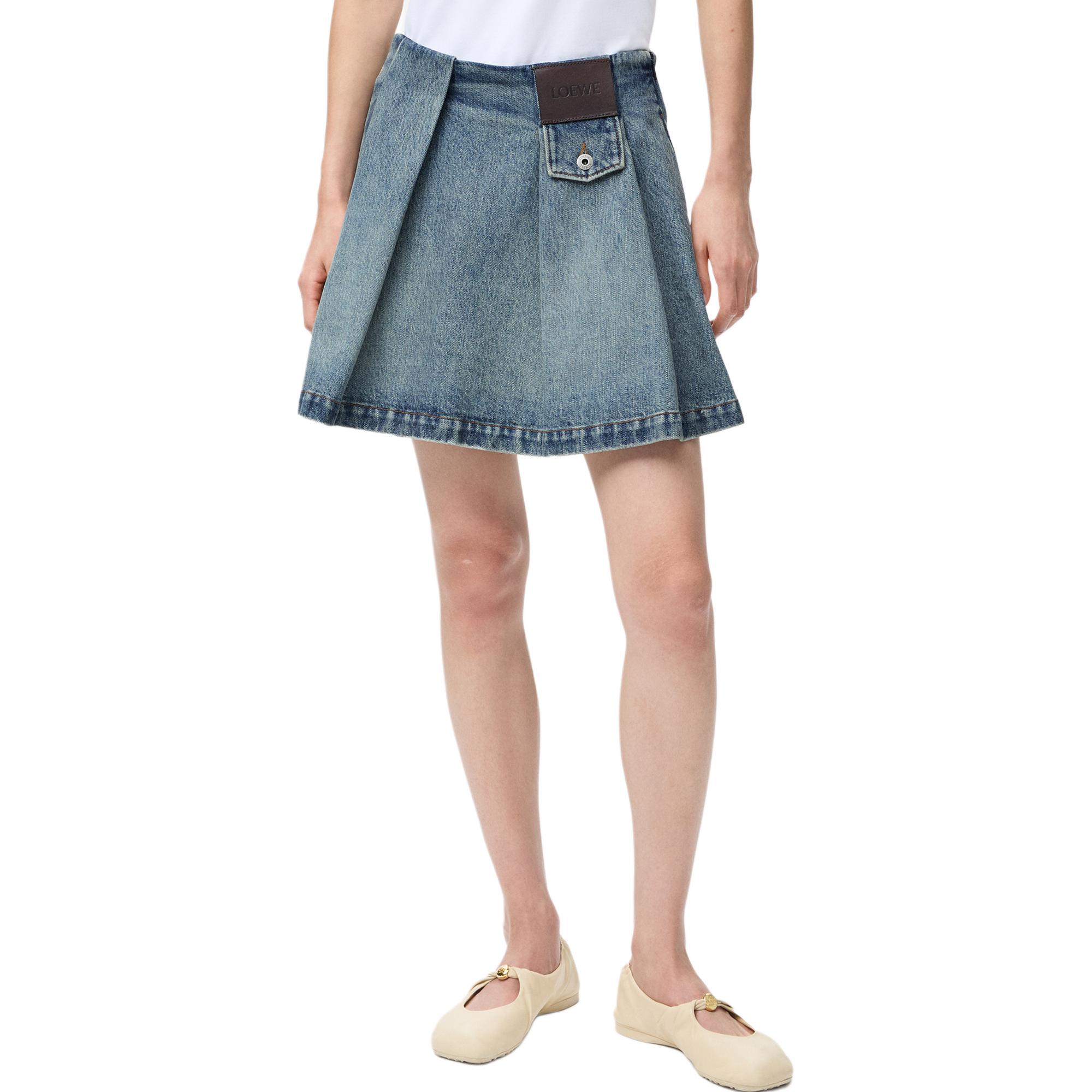 Женская юбка LOEWE Denim Mini Skirt (синяя) — фото 2