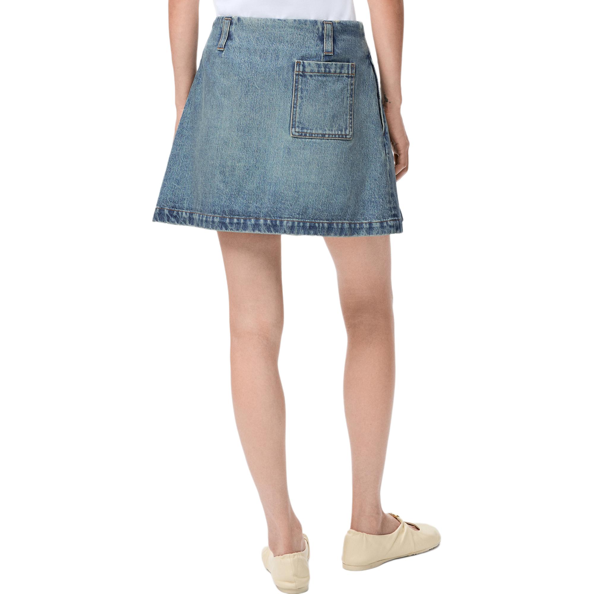 Женская юбка LOEWE Denim Mini Skirt (синяя) — фото 4