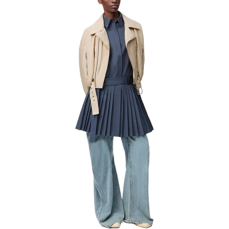 Женская кожаная куртка LOEWE SS26 (бежевая) — фото 2